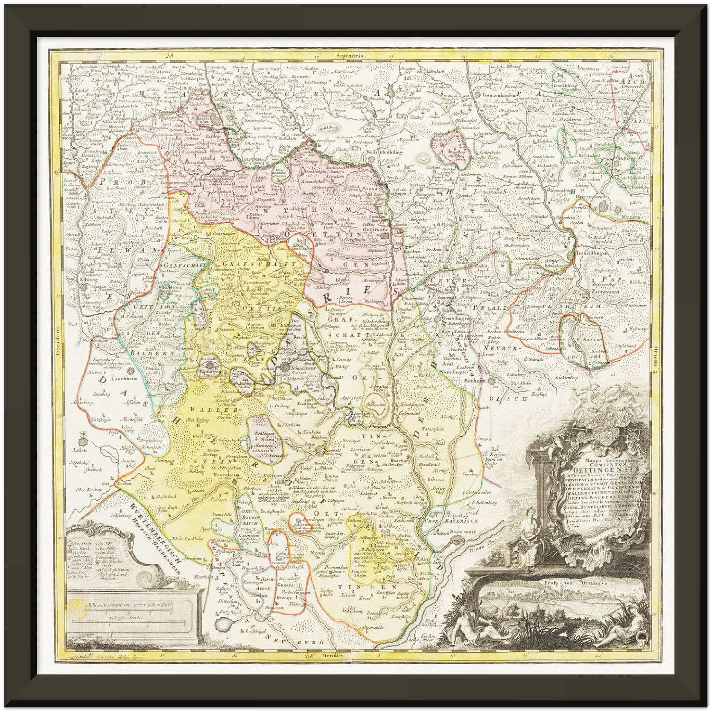 Historische Landkarte Oettingen um 1744