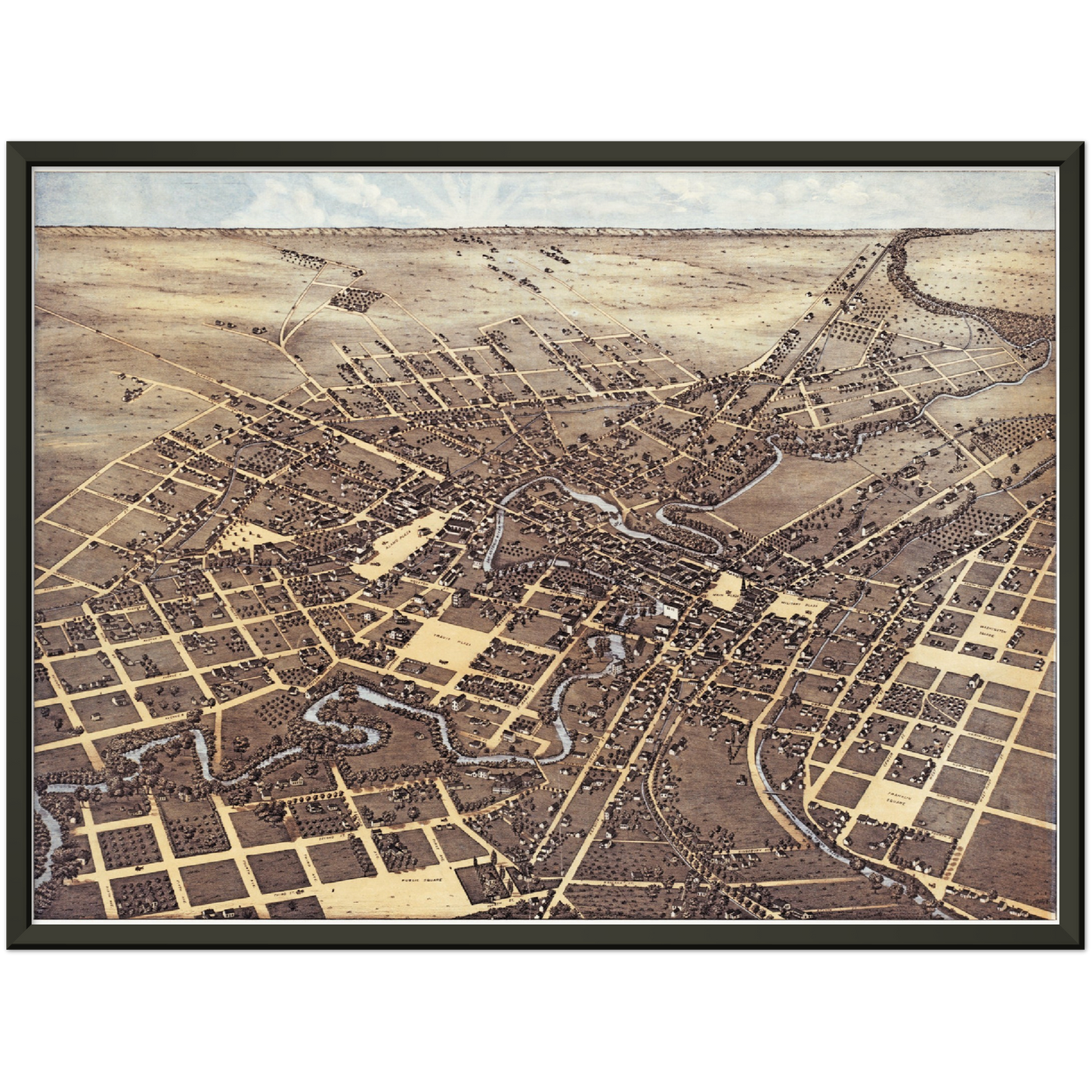 Historische Stadtansicht San Antonio um 1873