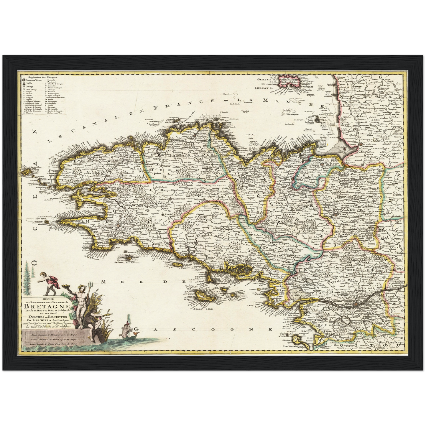 Historische Landkarte Bretagne um 1698