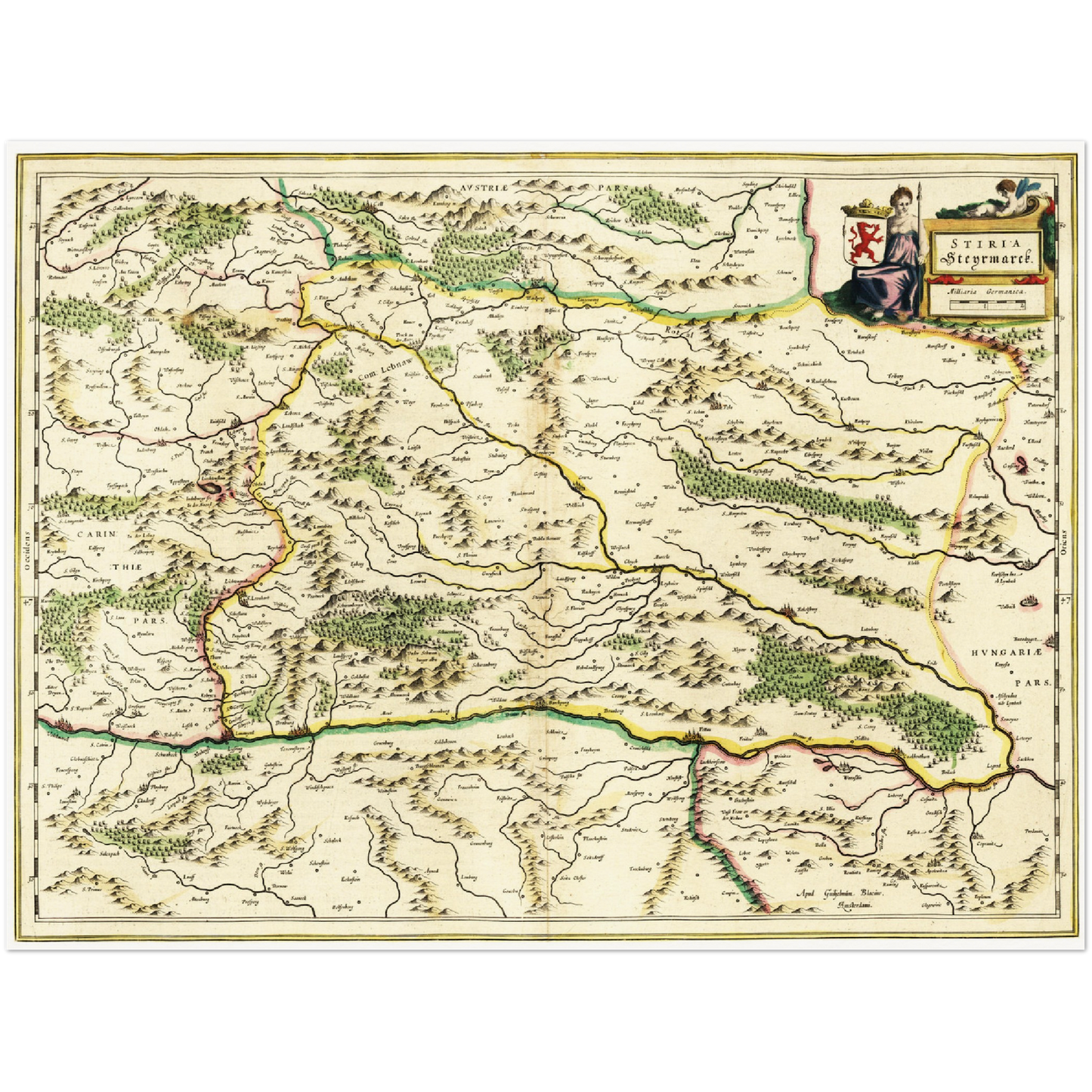 Historische Landkarte Steiermark um 1647