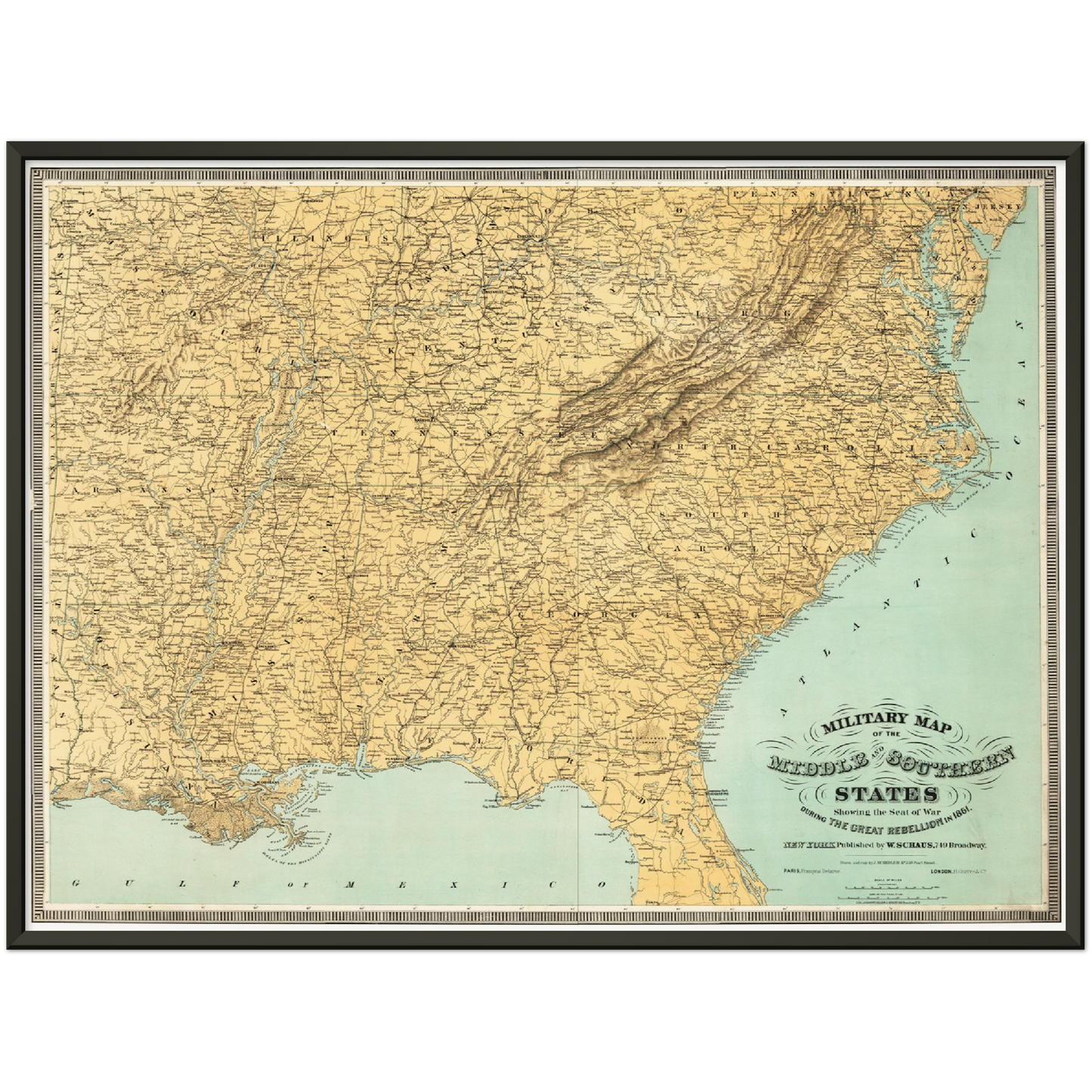 Historische Landkarte Konfederierte USA um 1861