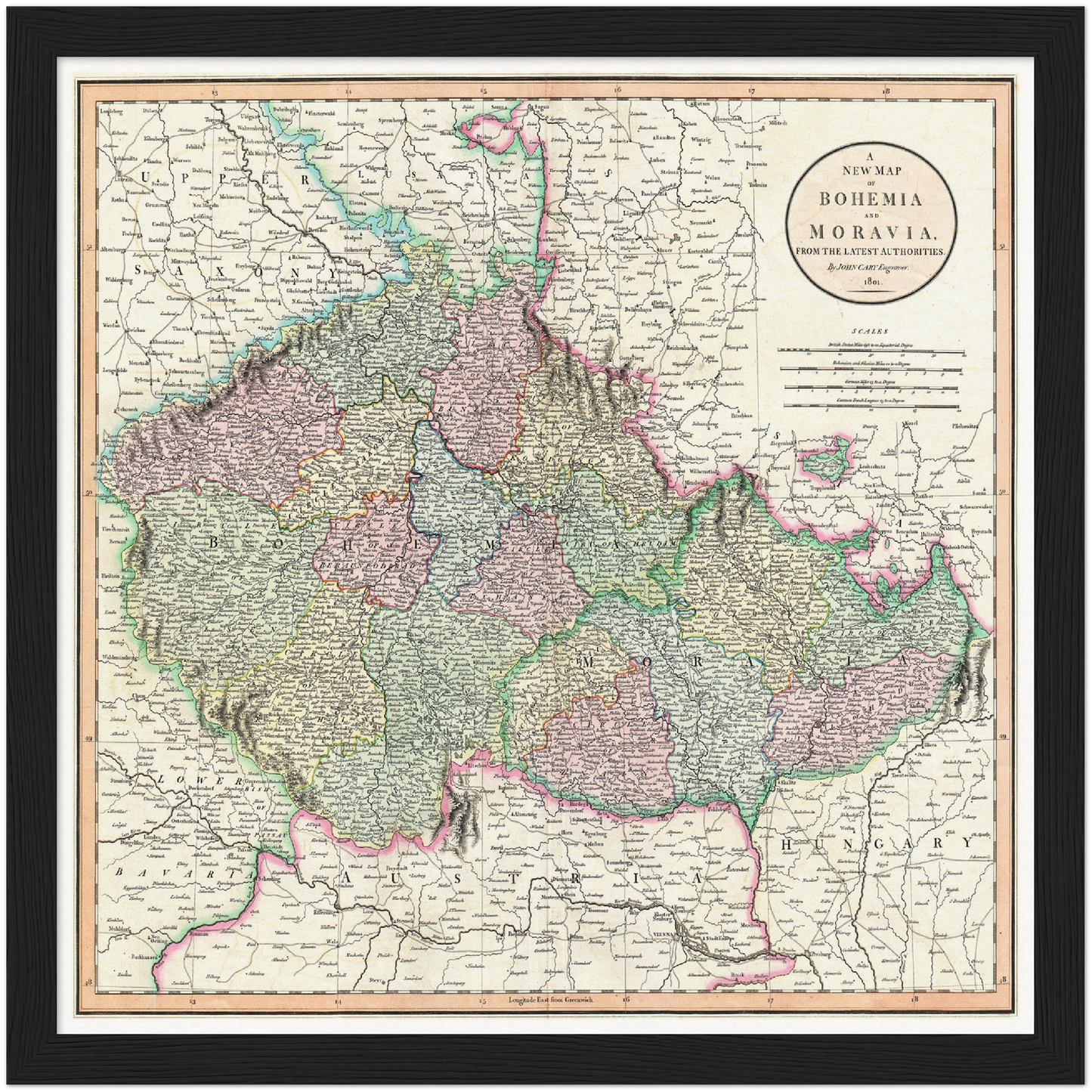Historische Landkarte Tschechien um 1800
