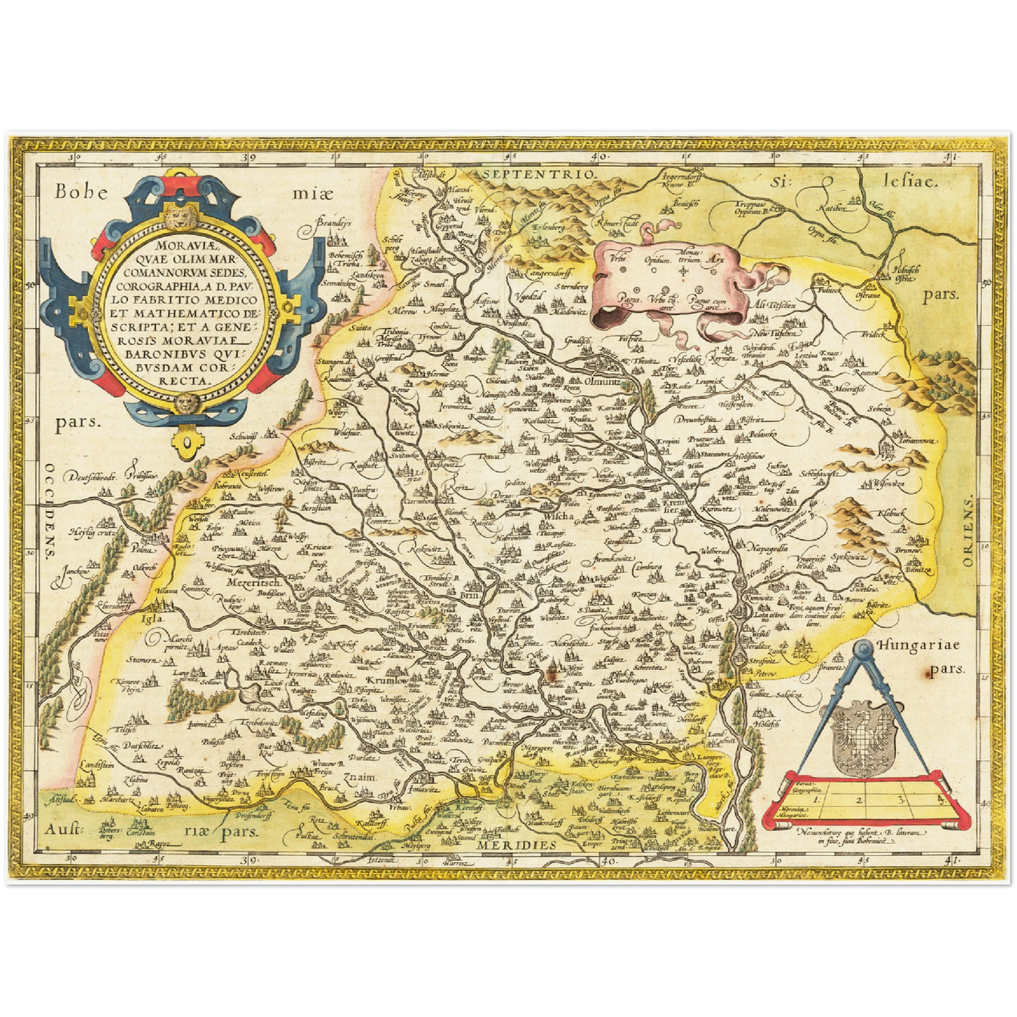 Historische Landkarte Mähren um 1609