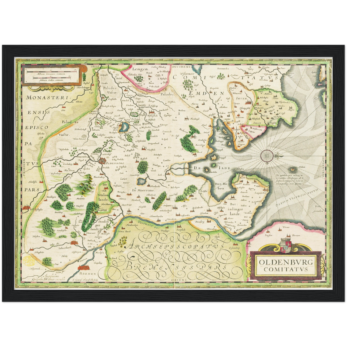 Historische Landkarte Oldenburg um 1645