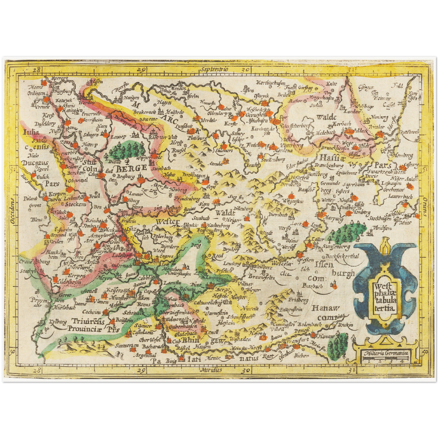 Historische Landkarte Sauerland um 1609