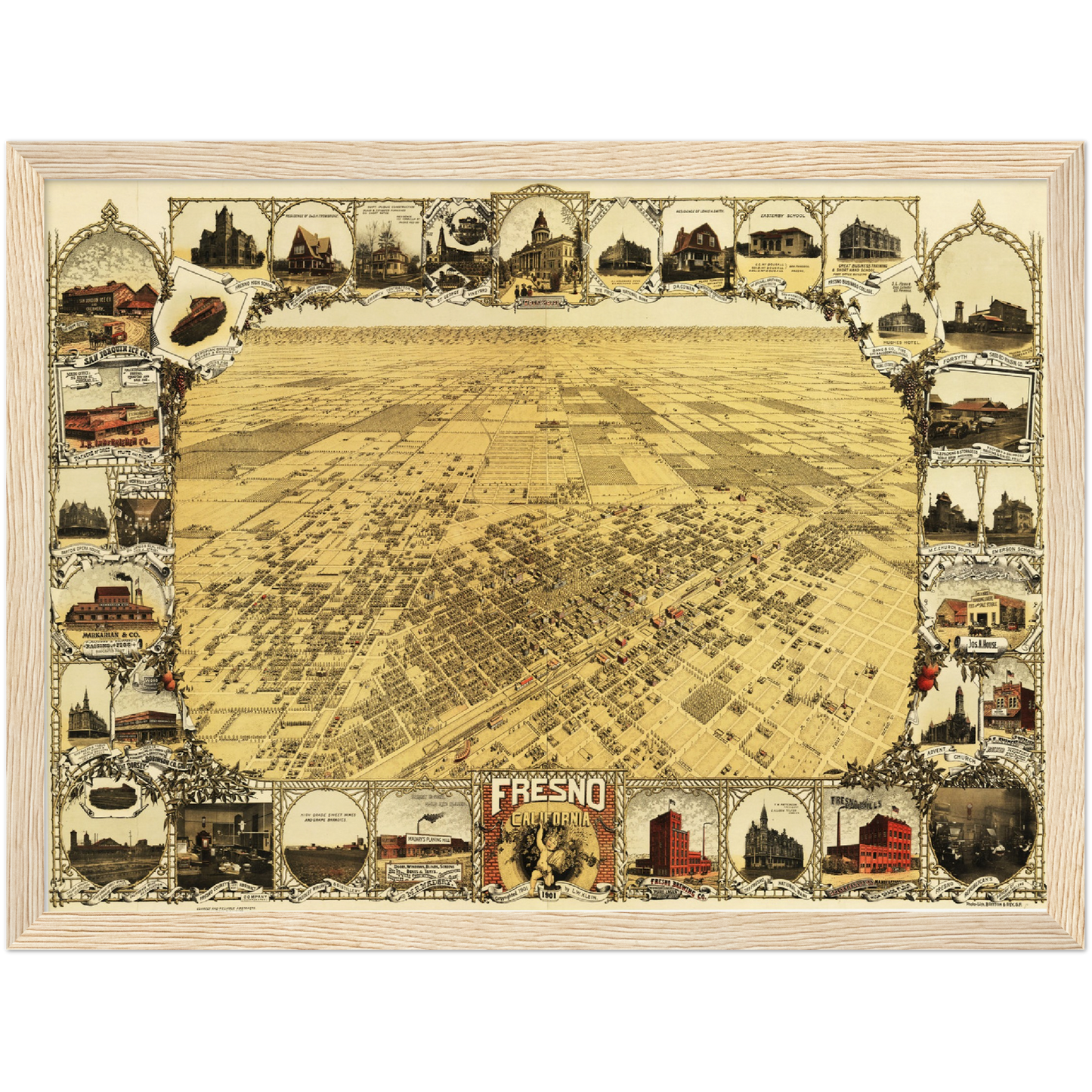 Historische Stadtansicht Fresno um 1901