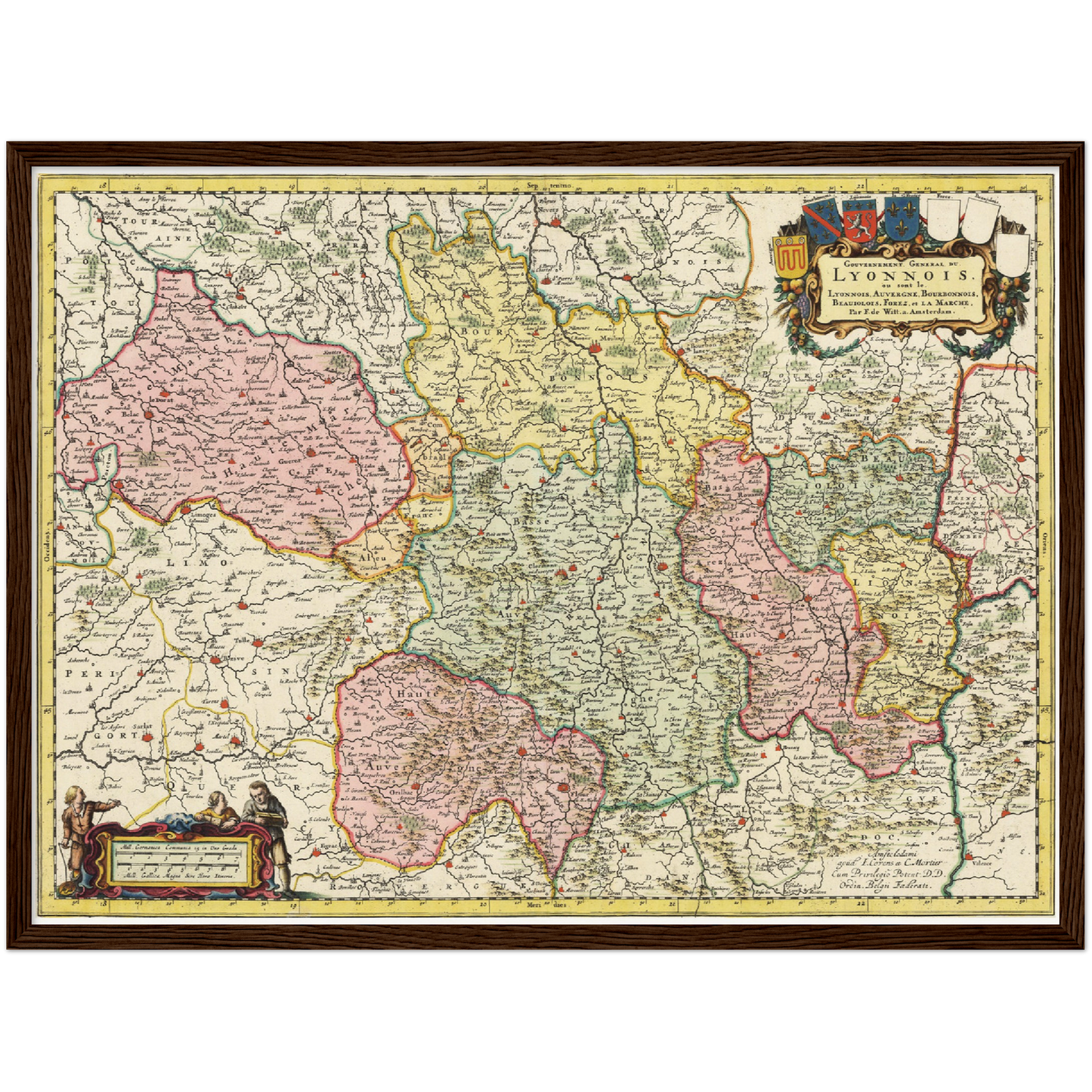 Historische Landkarte Auvergne um 1720