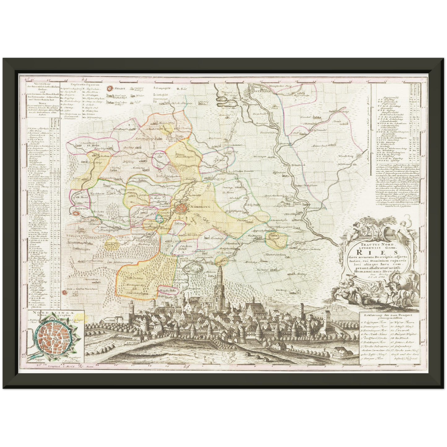 Historische Landkarte Nördlingen um 1738