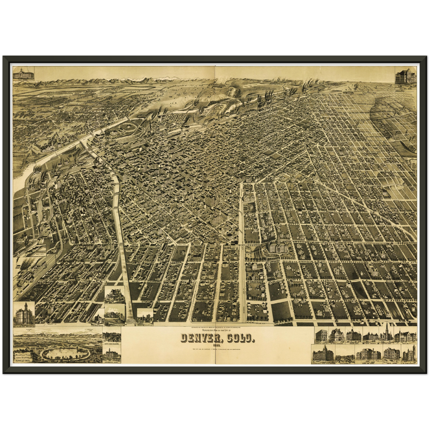 Historische Stadtansicht Denver um 1889