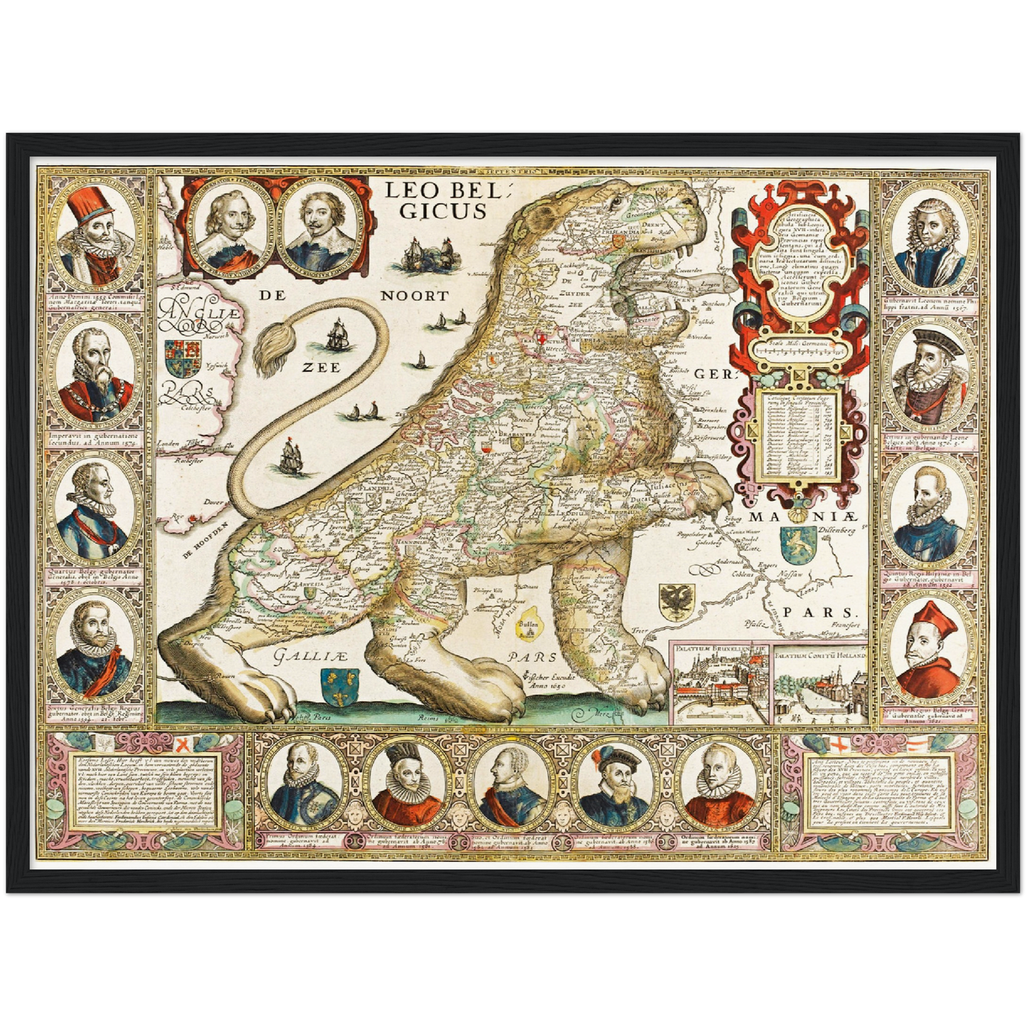 Historische Landkarte Belgien um 1650