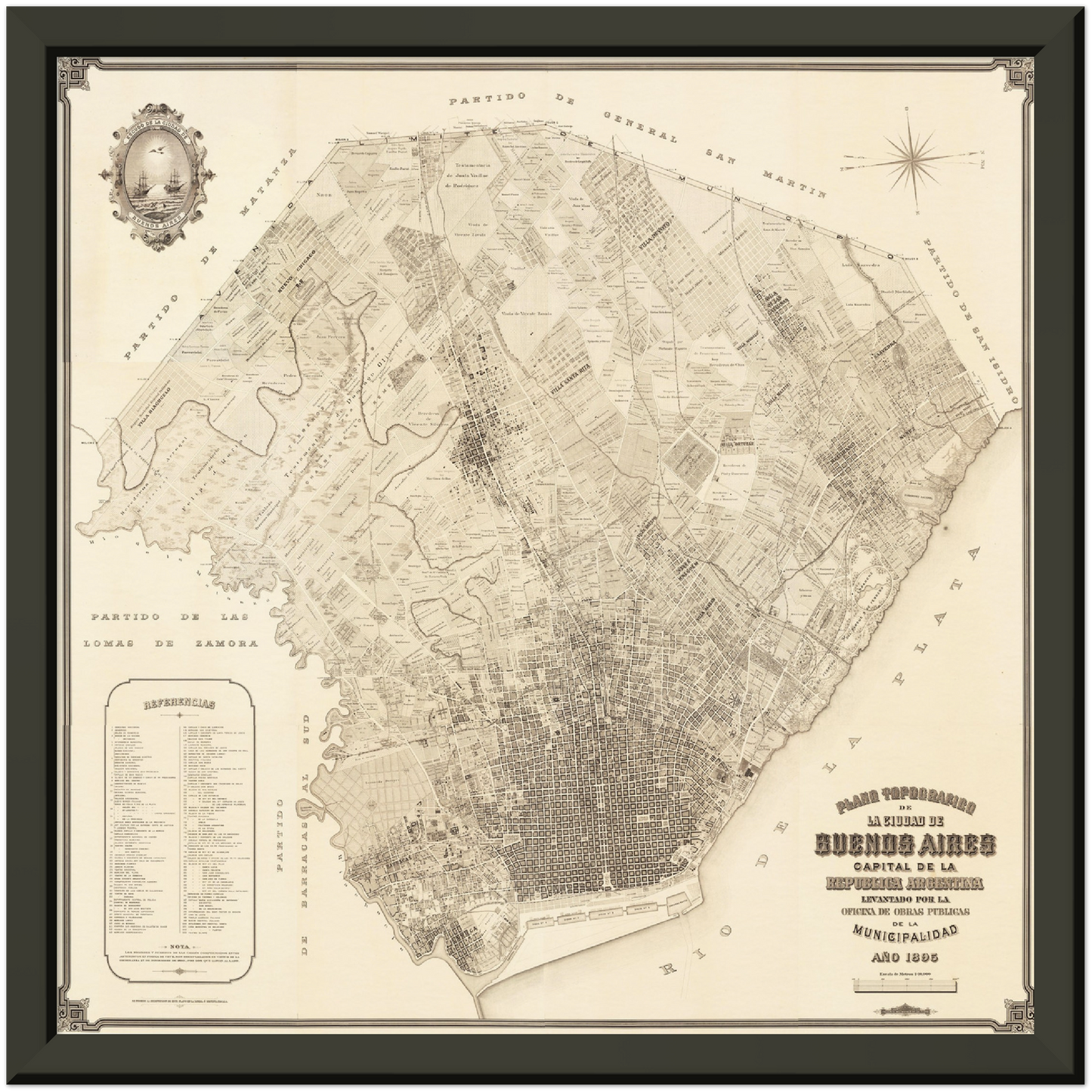 Historischer Stadtplan Buenos Aires um 1895