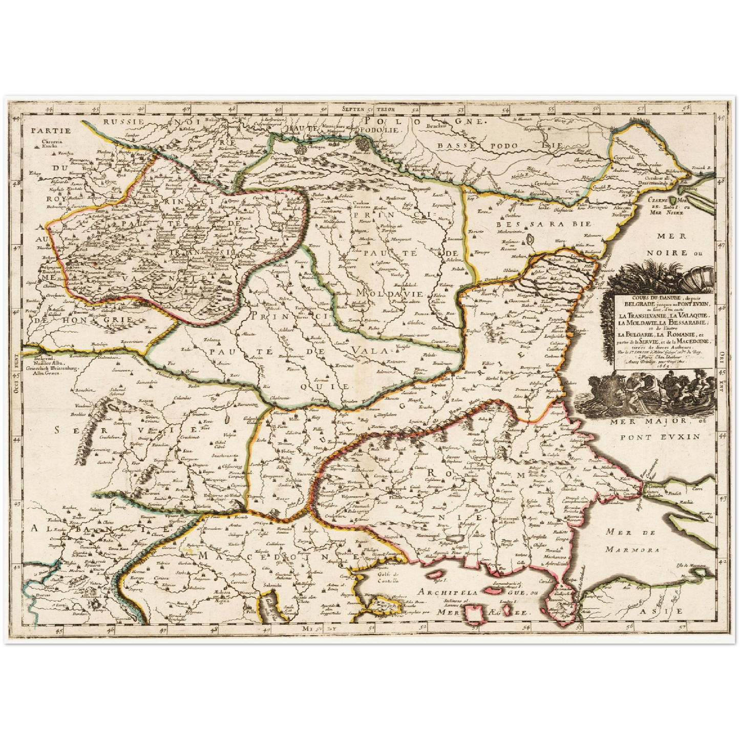 Historische Landkarte Bulgarien um 1665