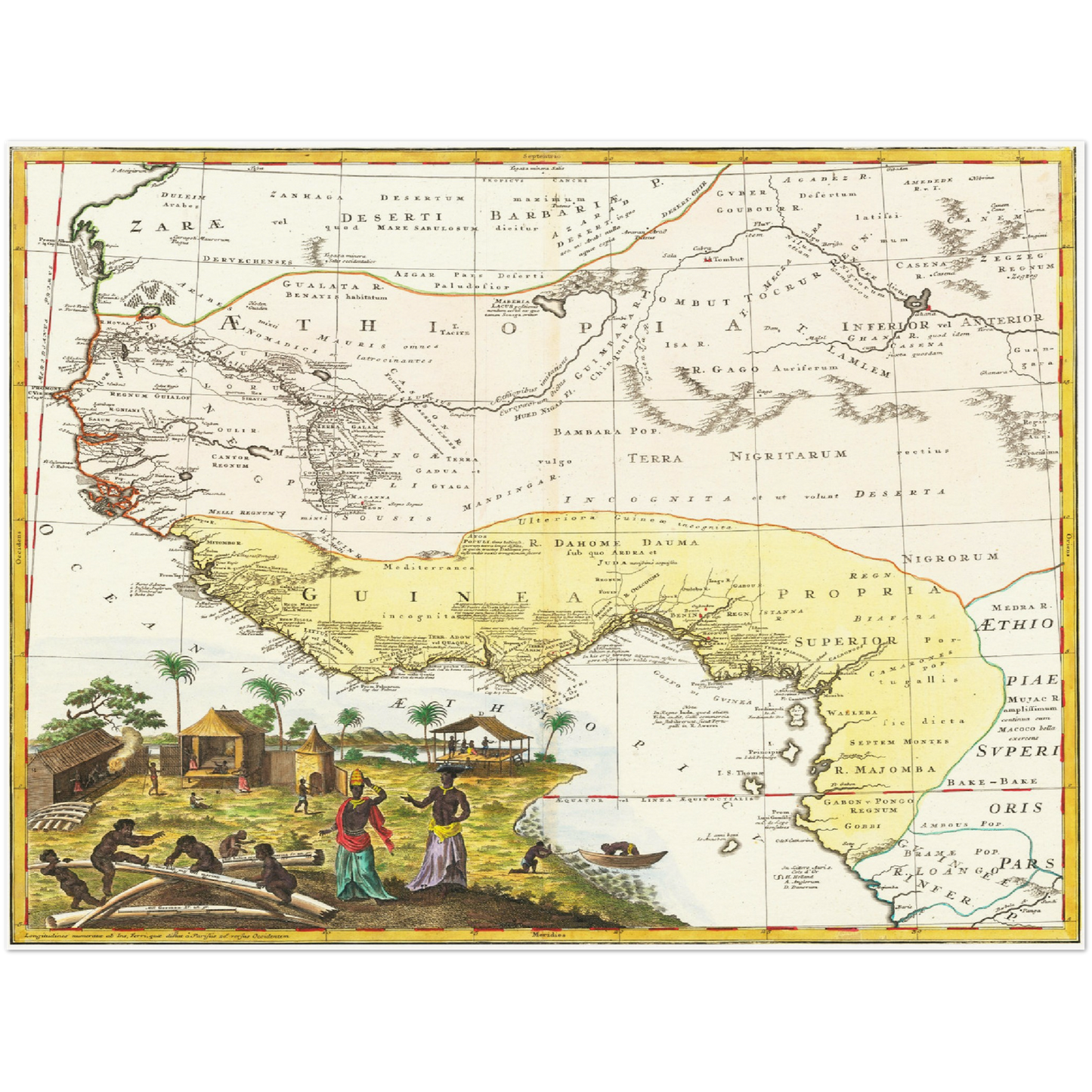 Historische Landkarte Westafrika um 1743
