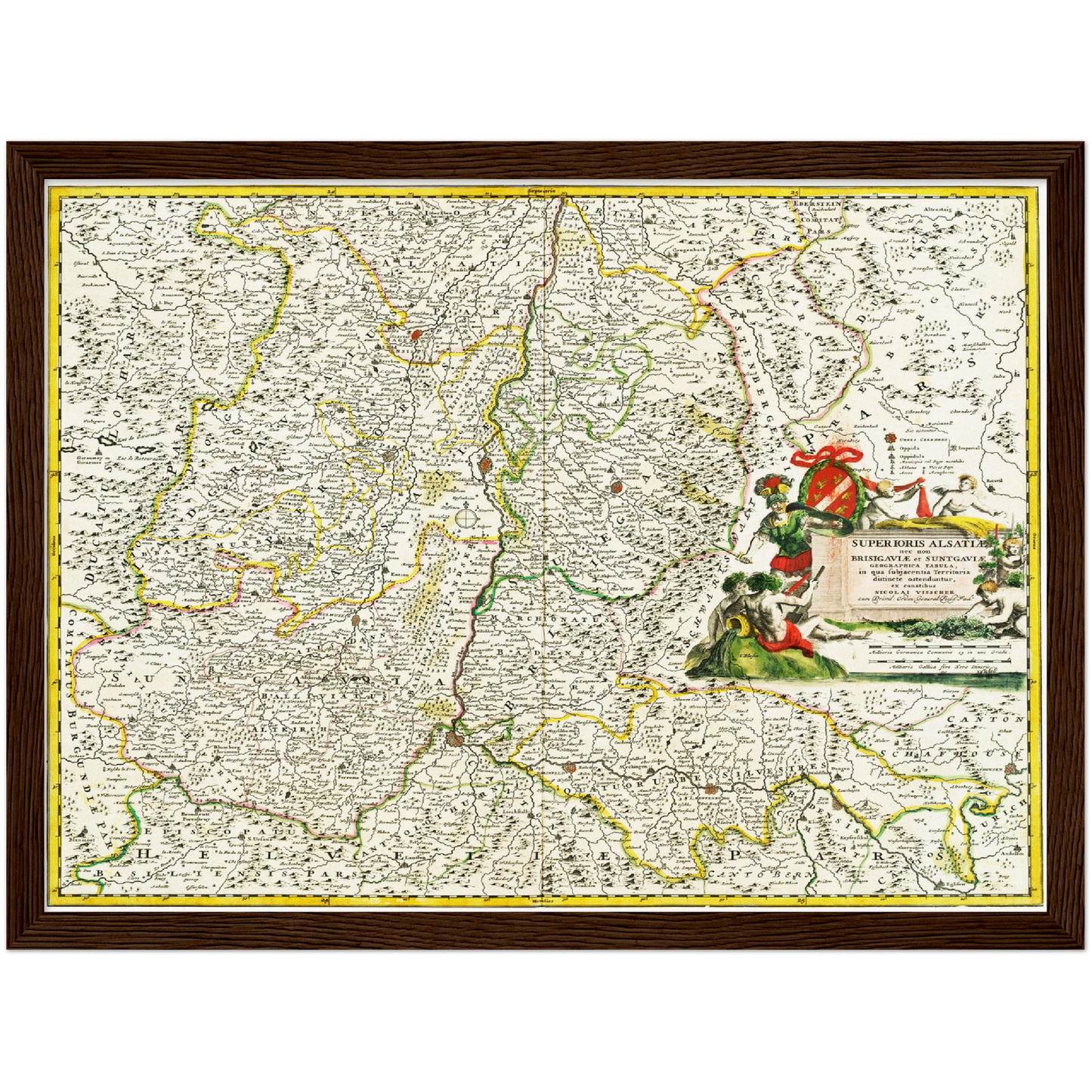 Historische Landkarte Oberrhein um 1700