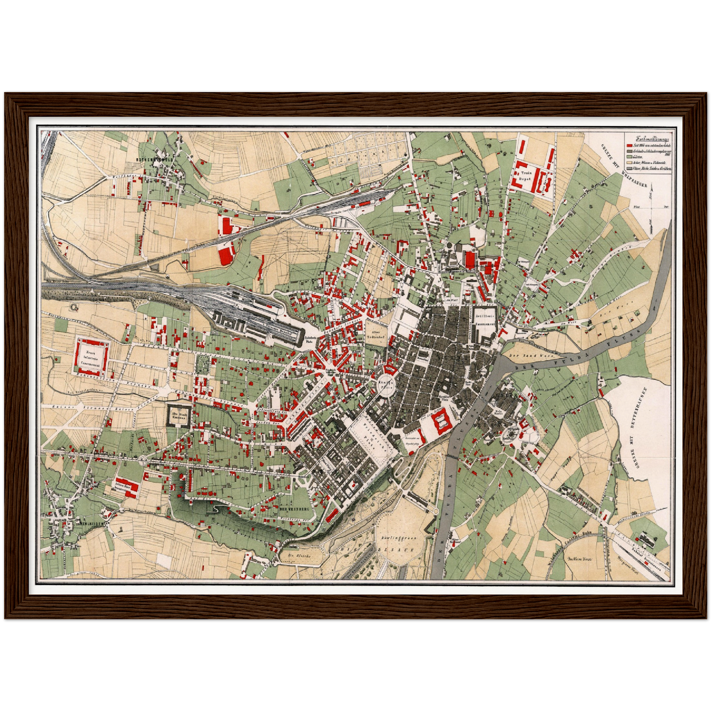 Historische Stadtansicht Kassel um 1878