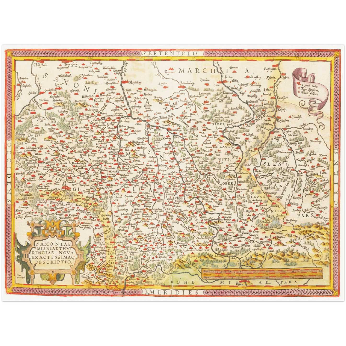 Historische Landkarte Sachsen um 1609
