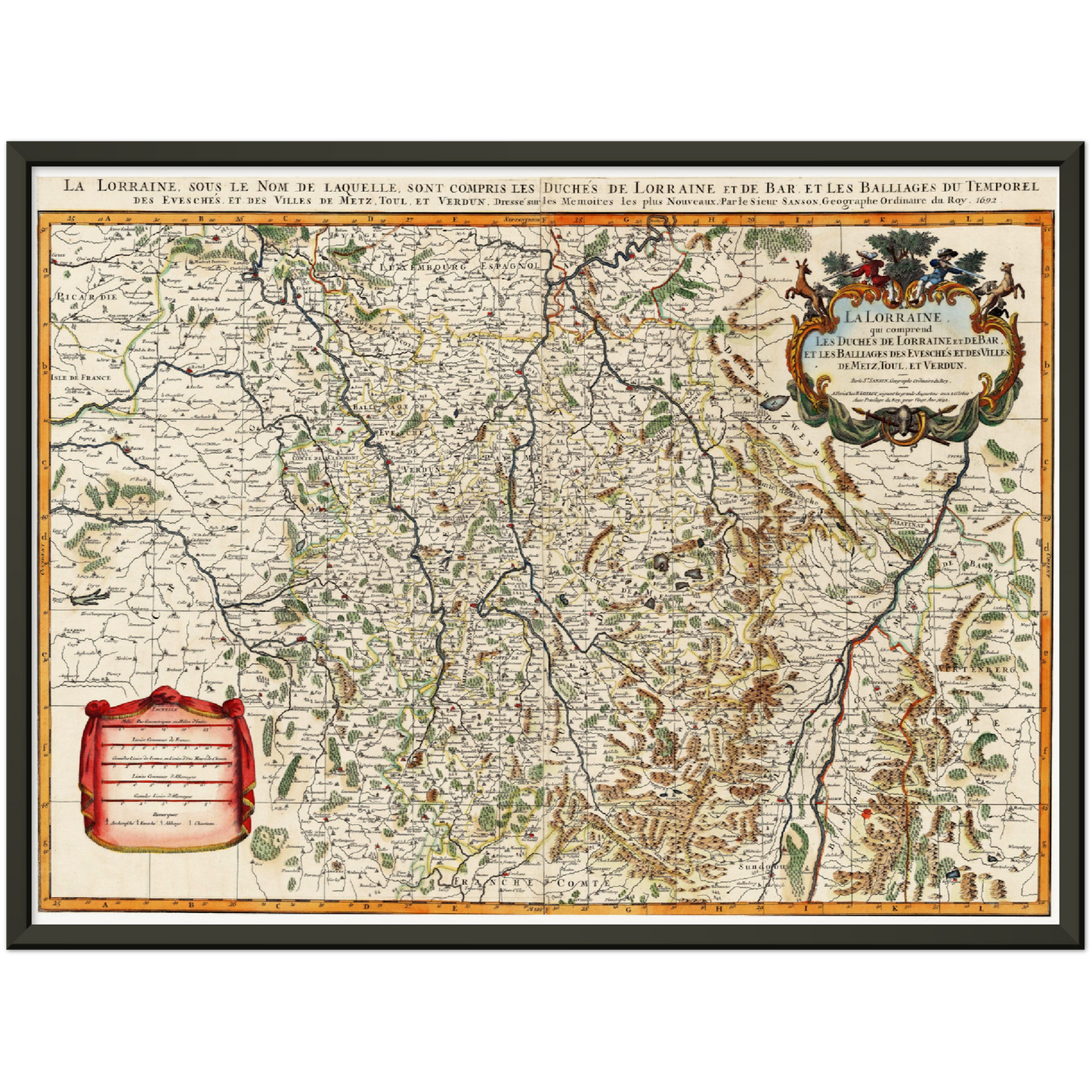 Historische Landkarte Lothringen um 1692