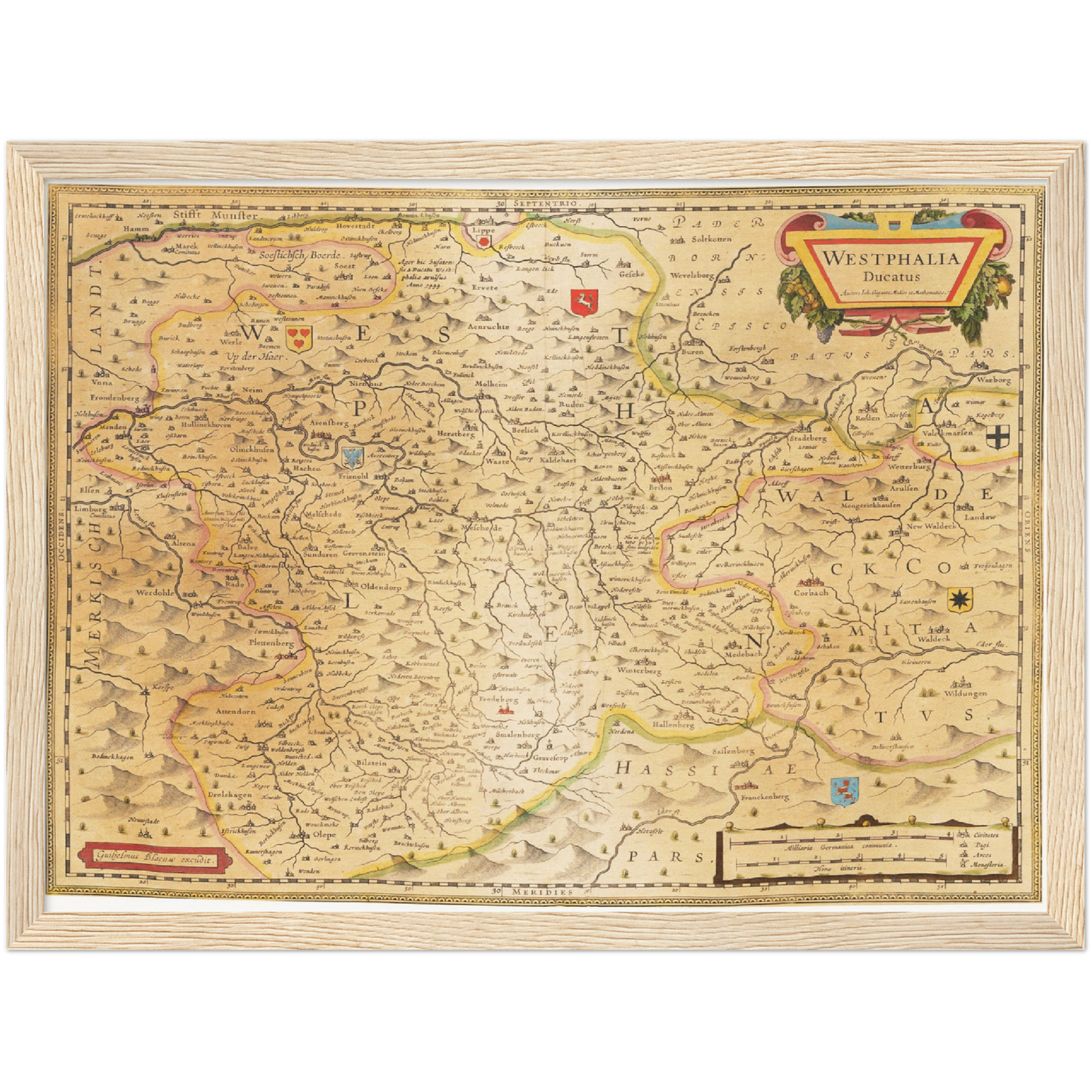 Historische Landkarte Westfalen um 1635