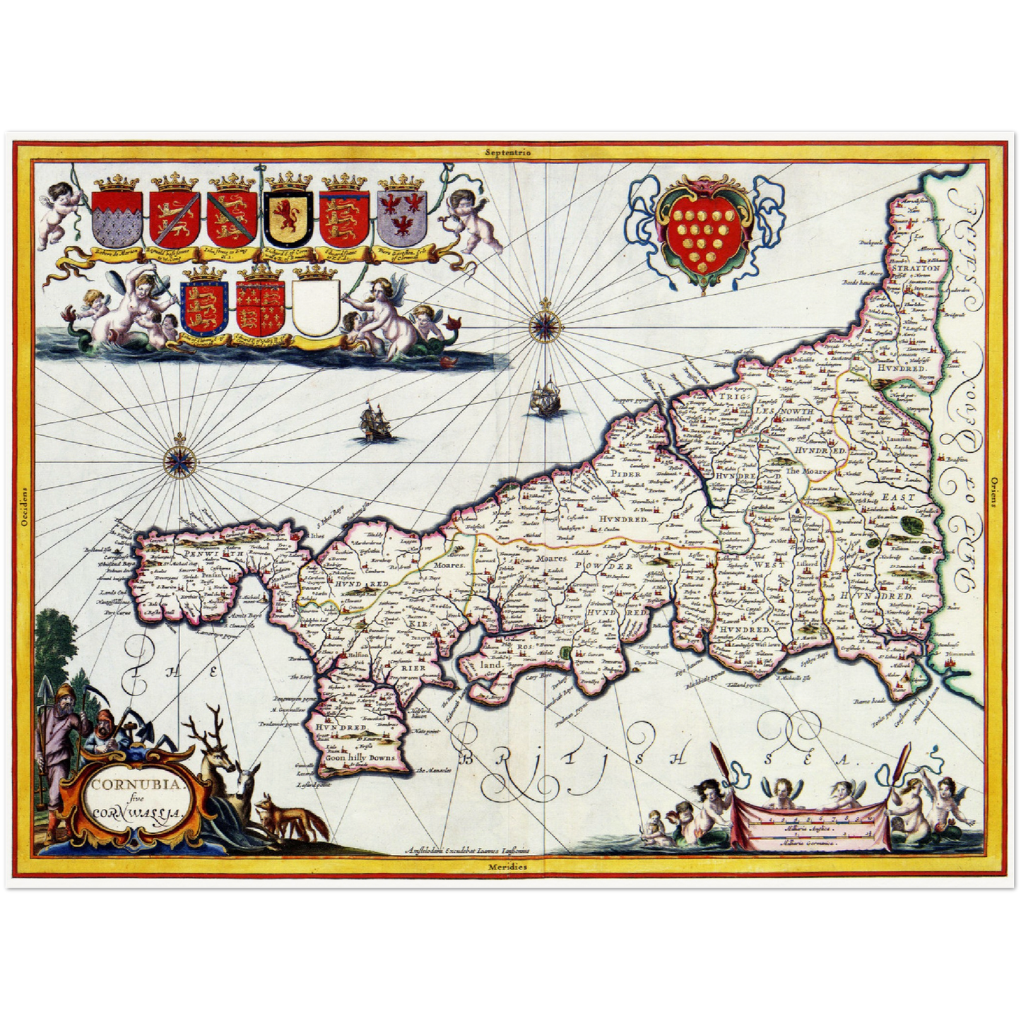 Historische Landkarte Cornwall um 1646