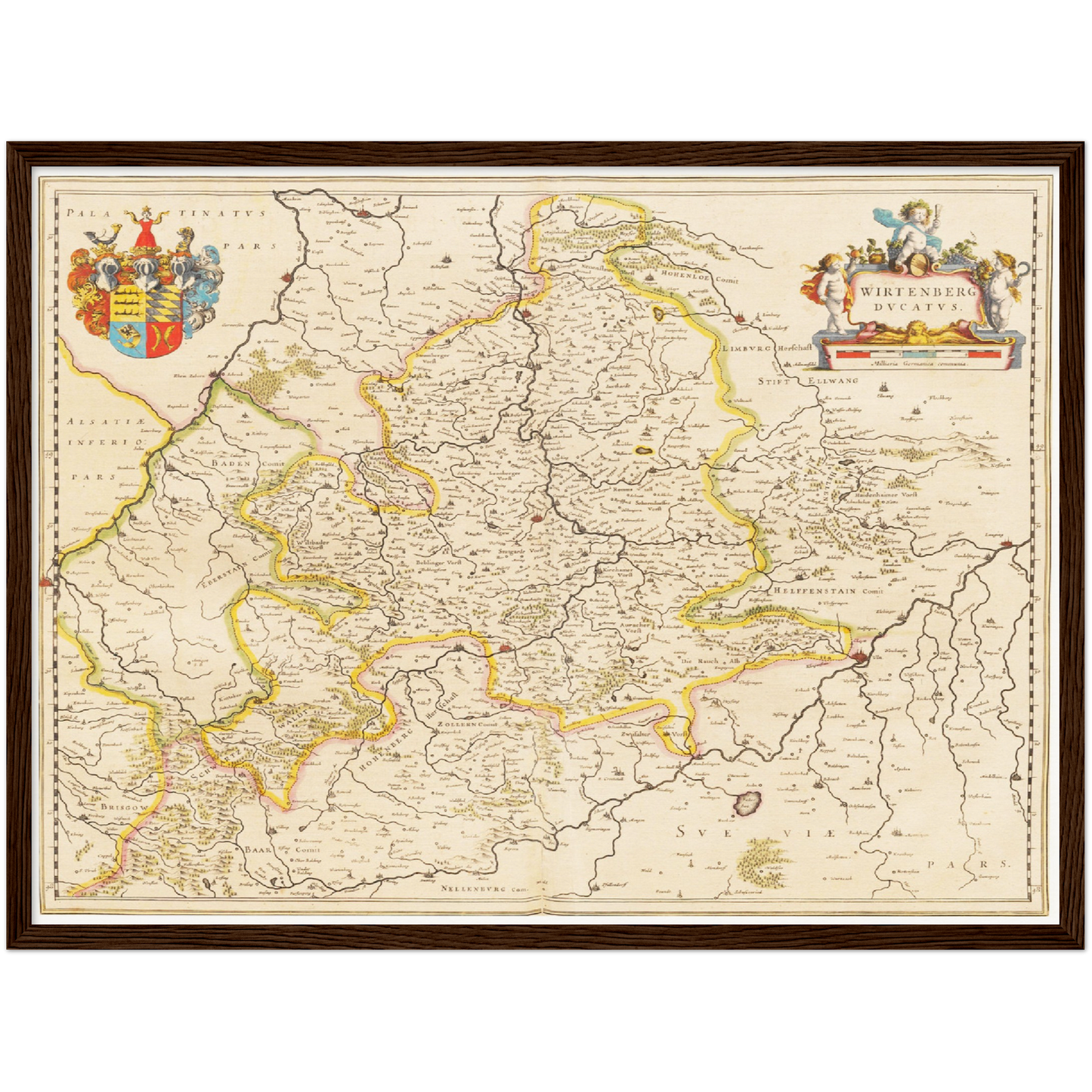 Historische Landkarte Württemberg um 1635