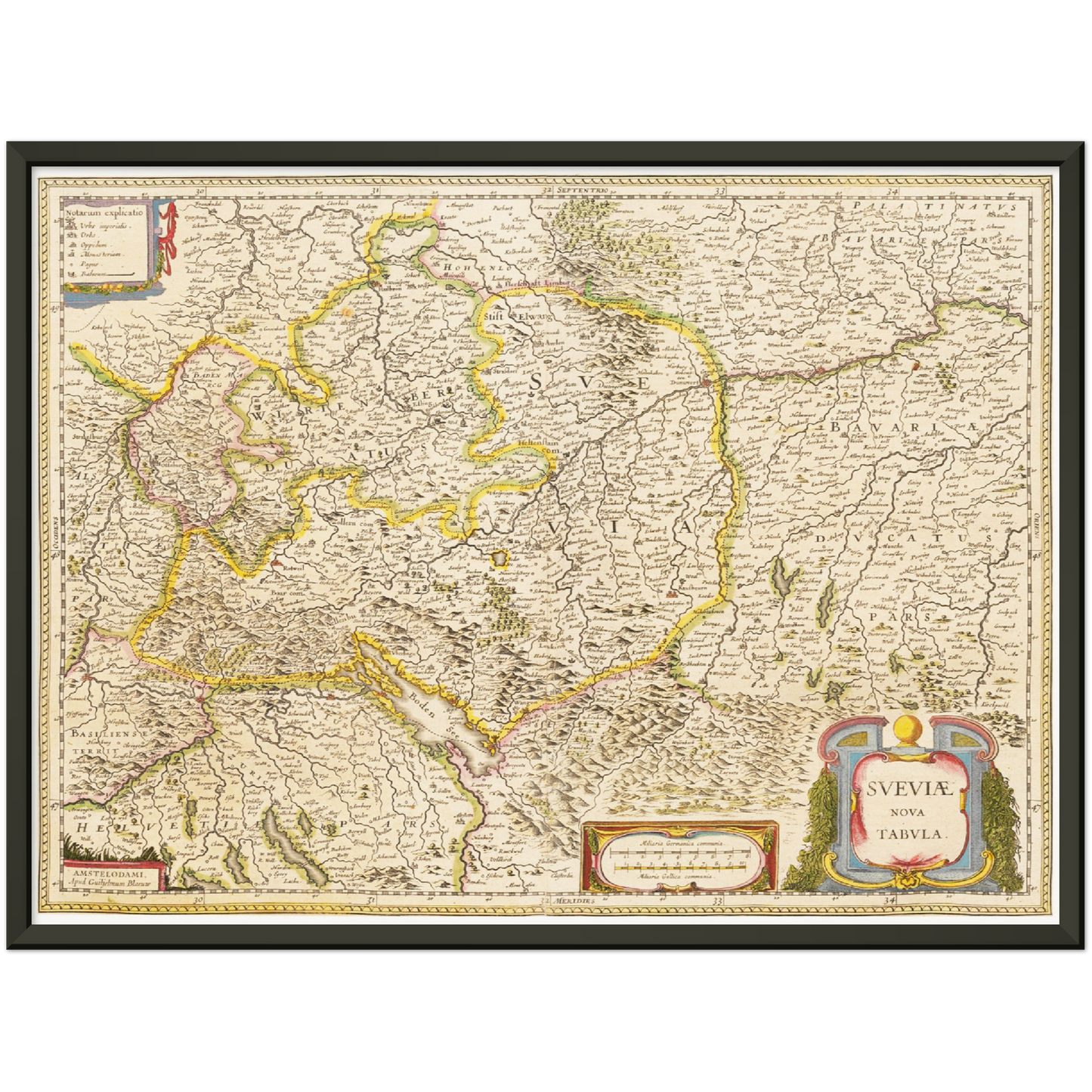 Historische Landkarte Schwaben um 1635