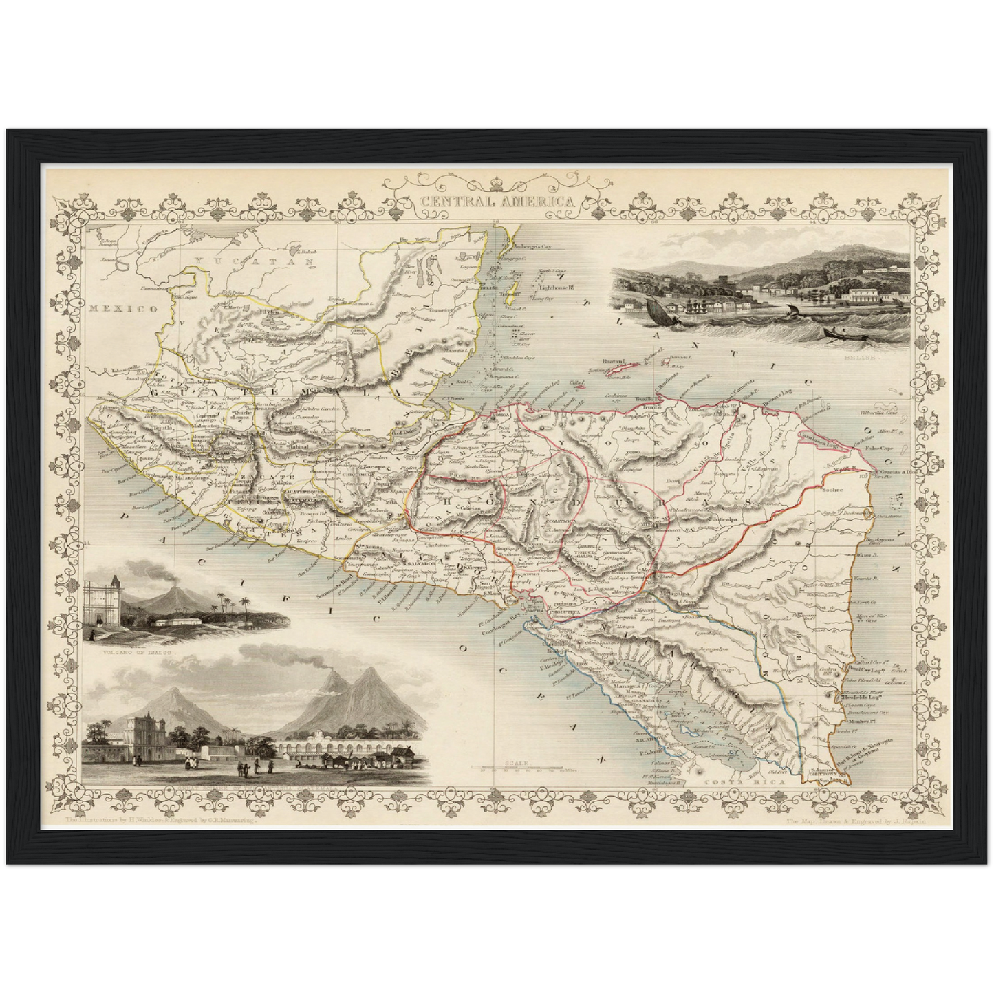 Historische Landkarte Mittelamerika um 1850