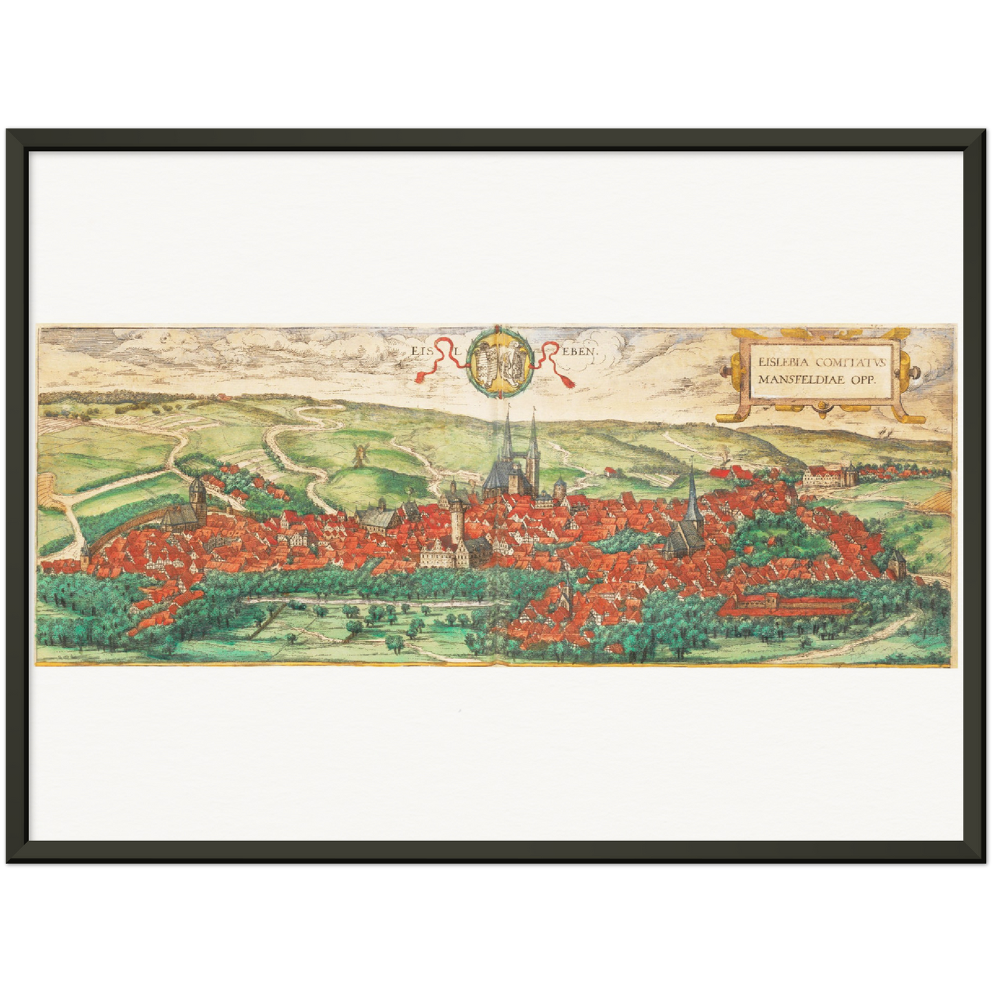 Historische Stadtansicht Eisleben um 1592