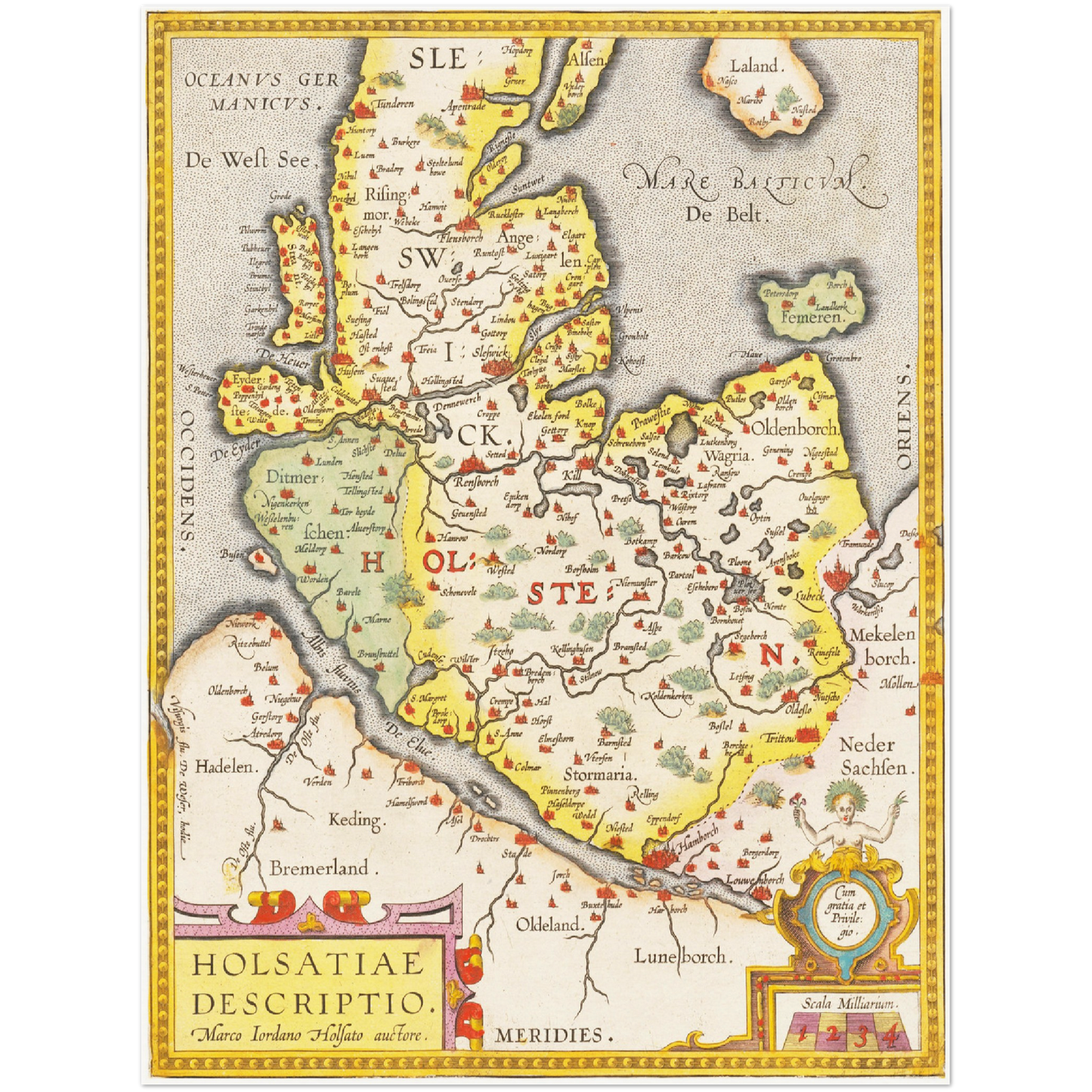 Historische Landkarte Holstein um 1609