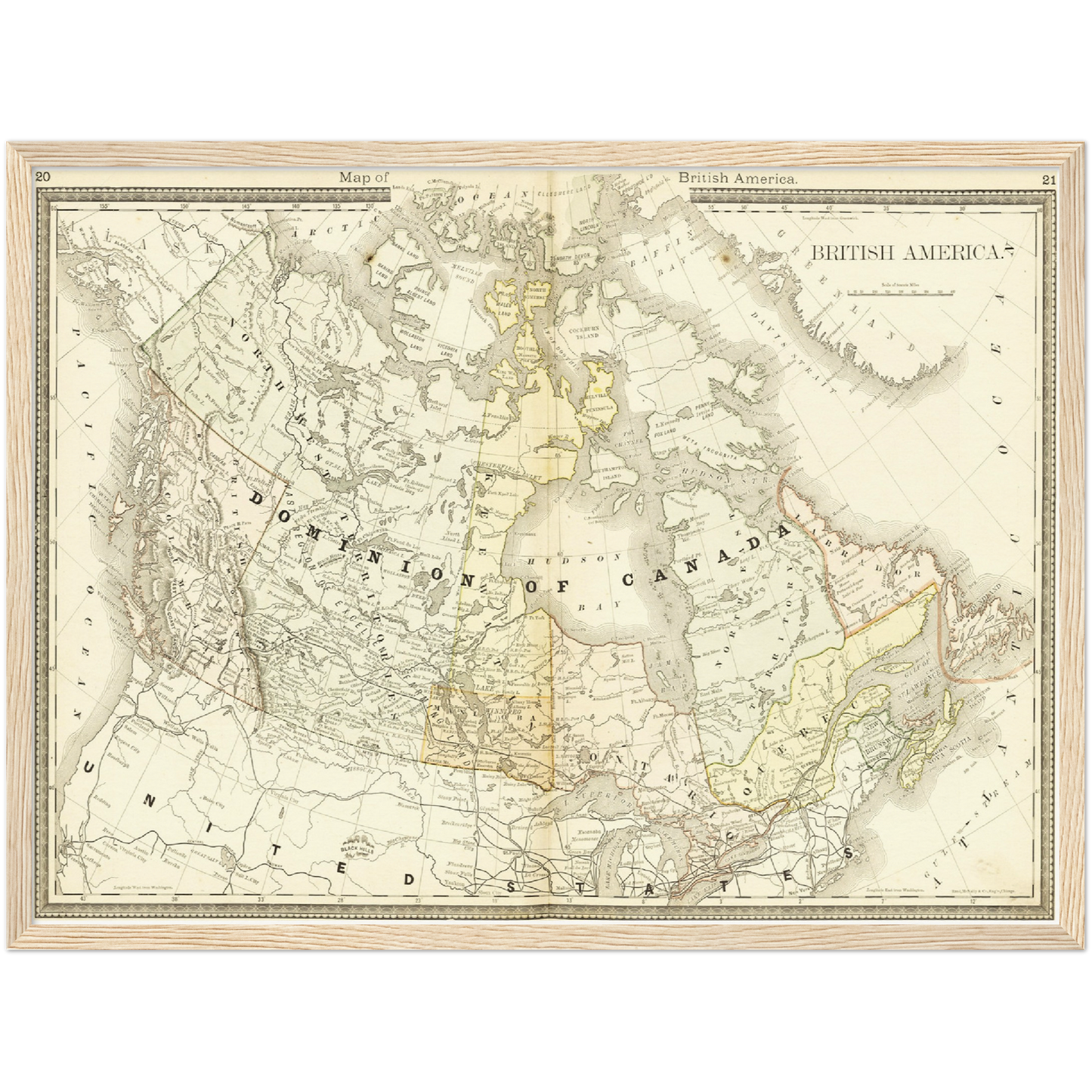 Historische Landkarte Kanada um 1882