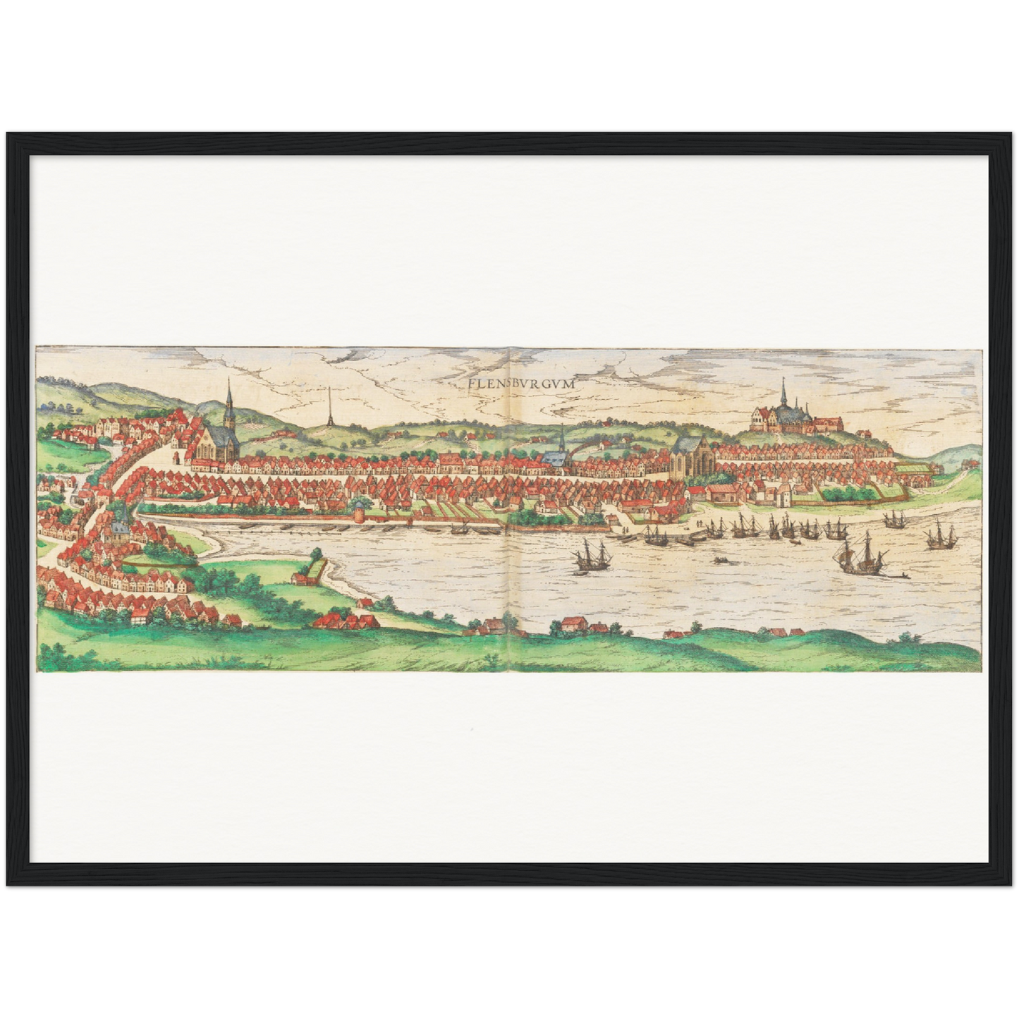 Historische Stadtansicht Flensburg um 1592