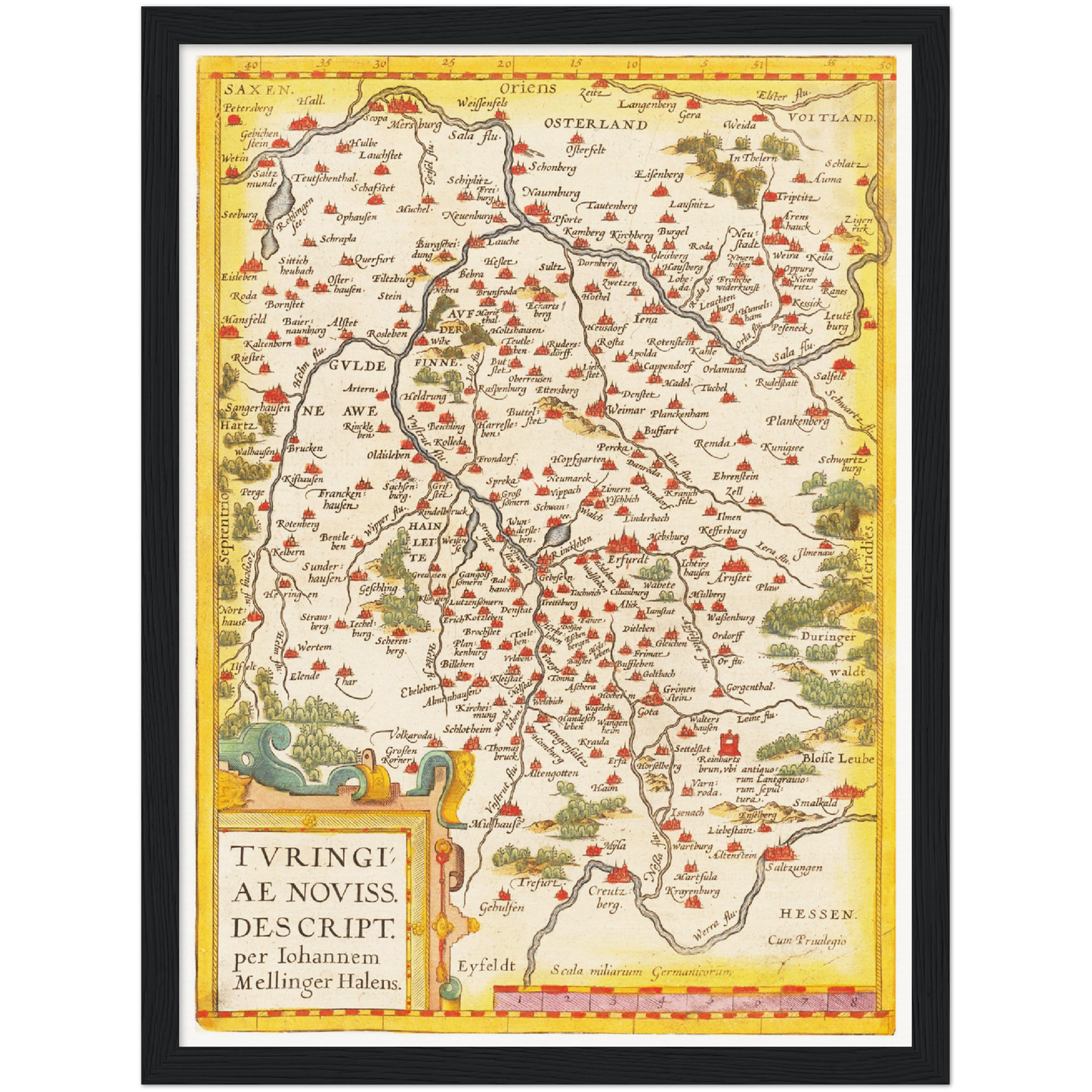 Historische Landkarte Thüringen um 1609