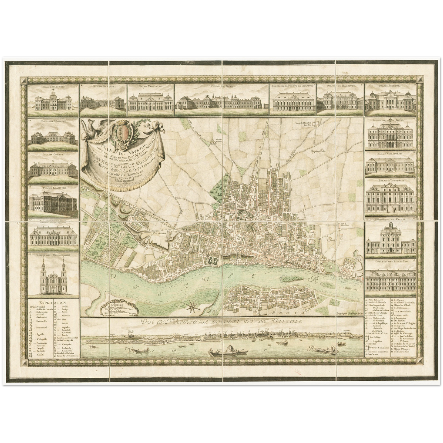 Historischer Stadtplan Warschau um 1772