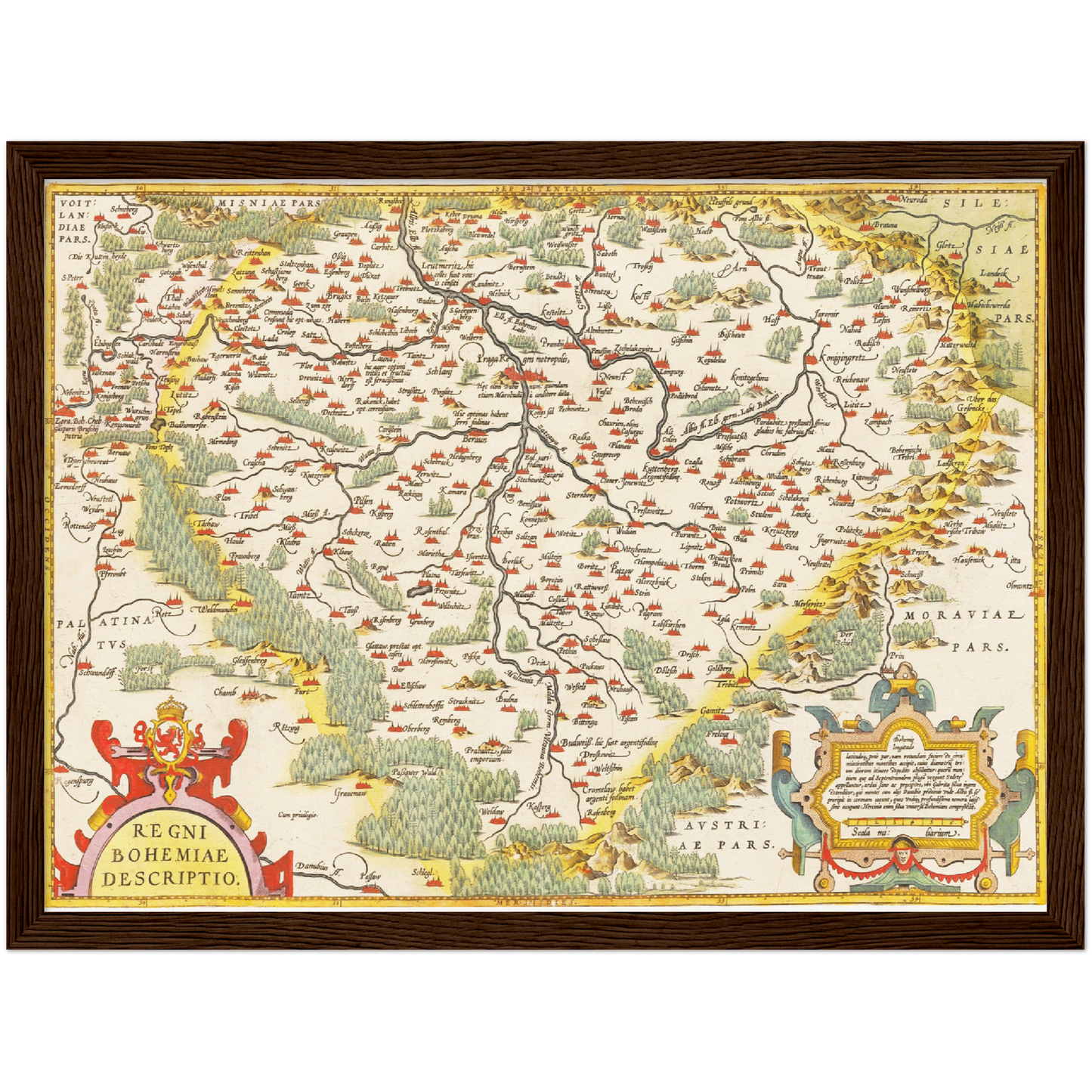 Historische Landkarte Böhmen um 1609