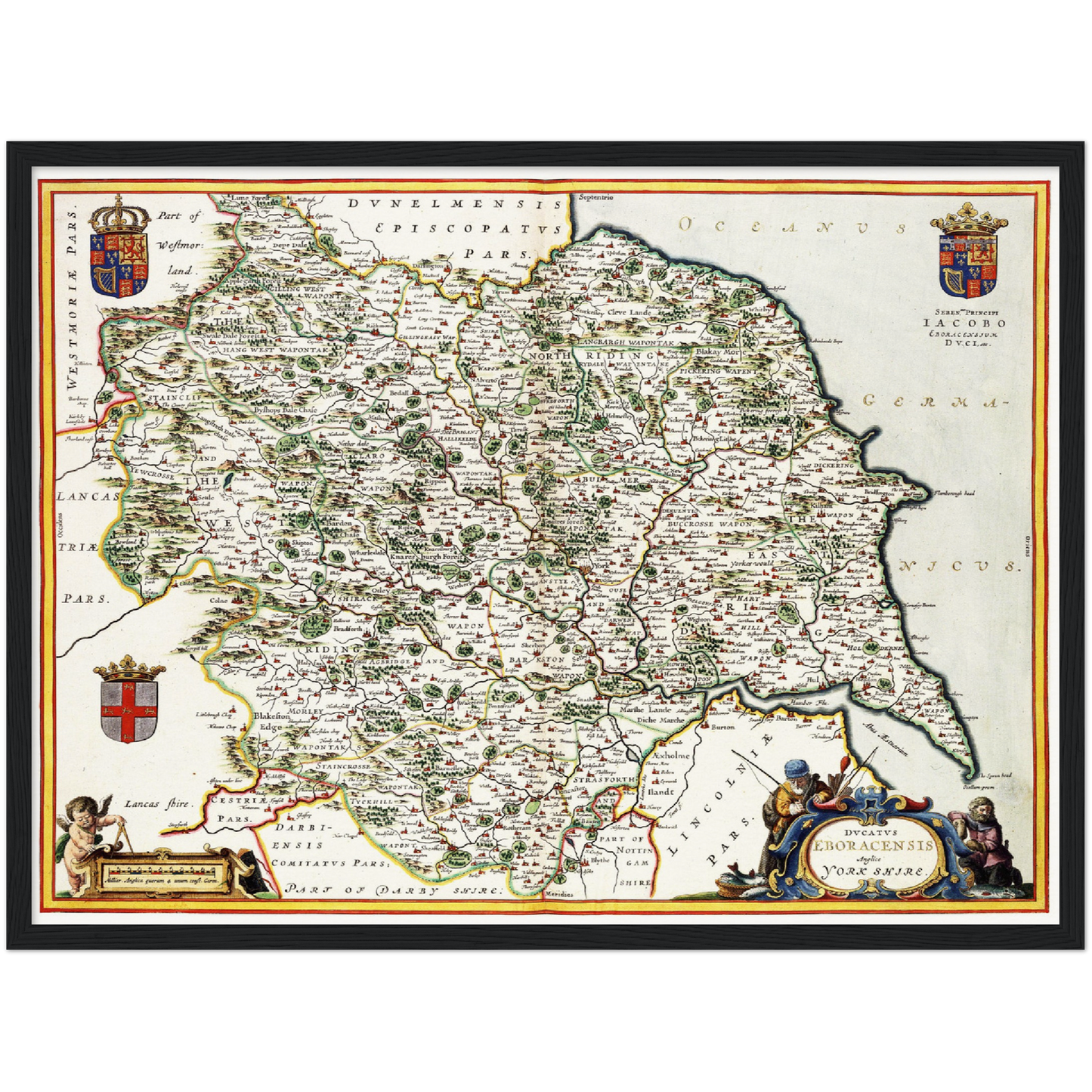 Historische Landkarte Yorkshire um 1646