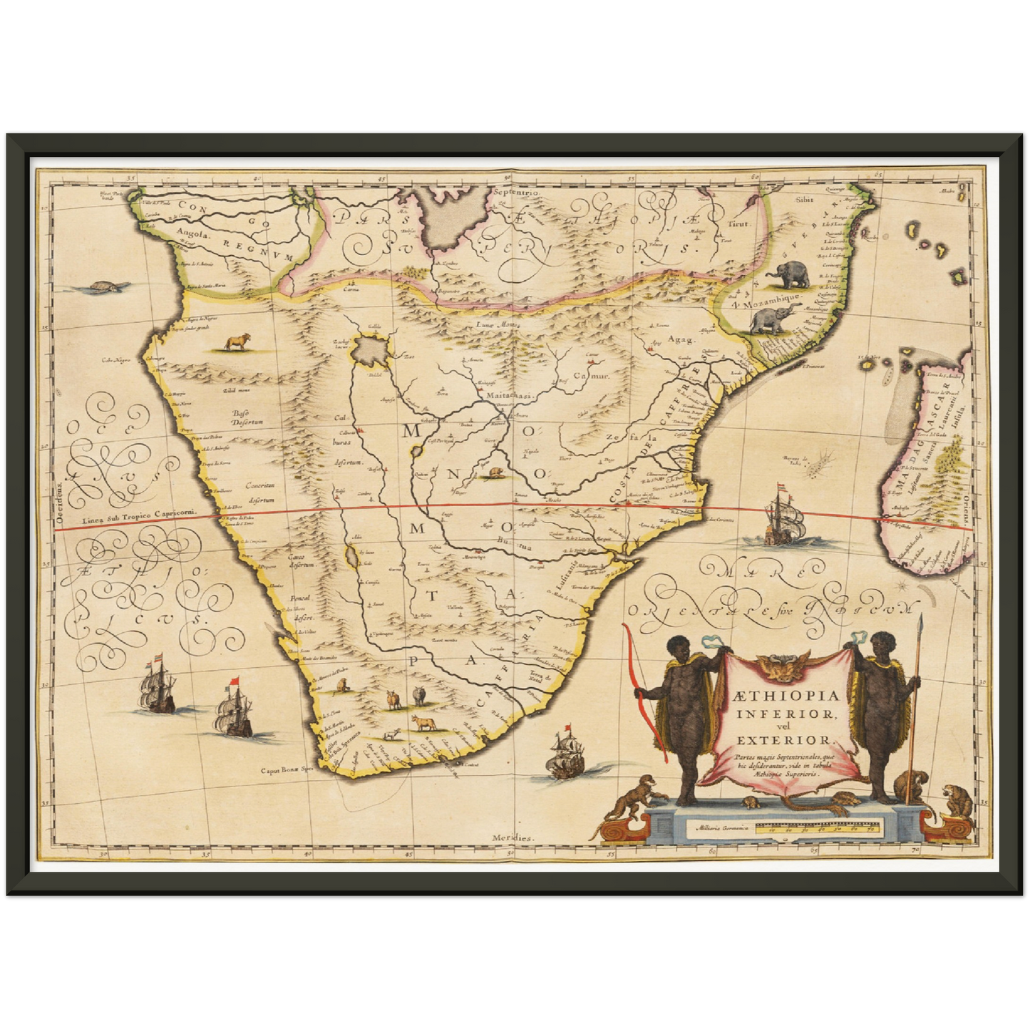 Historische Landkarte Südafrika um 1635