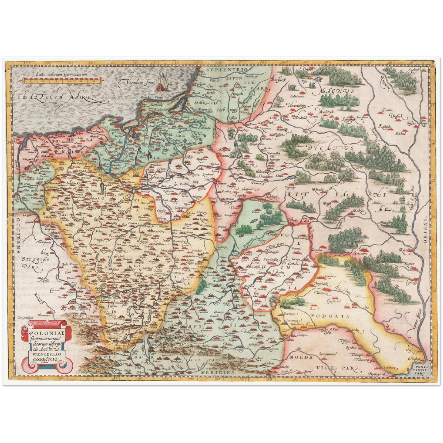 Historische Landkarte Polen um 1570