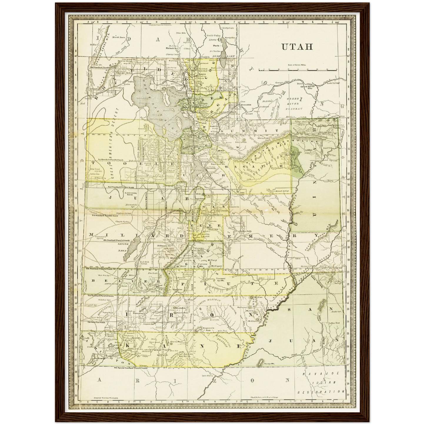 Historische Landkarte Utah um 1882