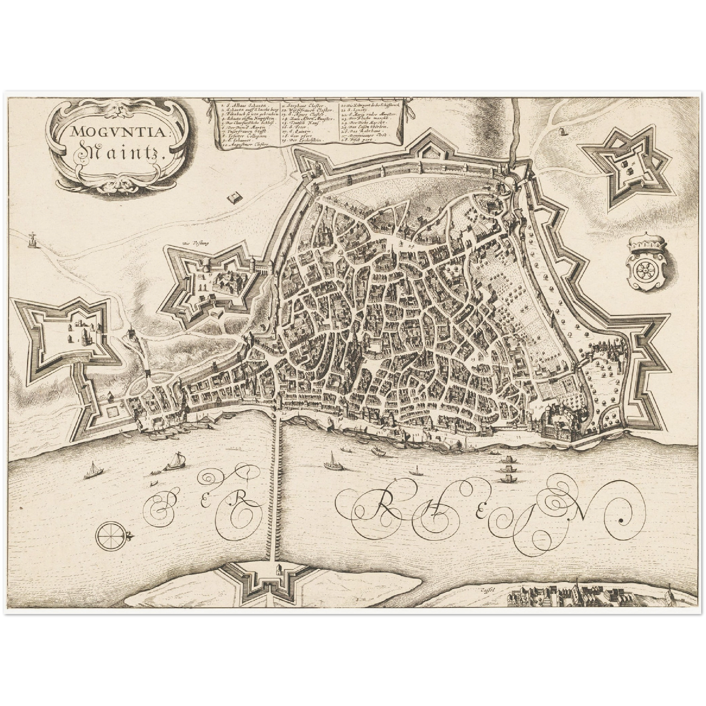 Historischer Stadtplan Mainz um 1670