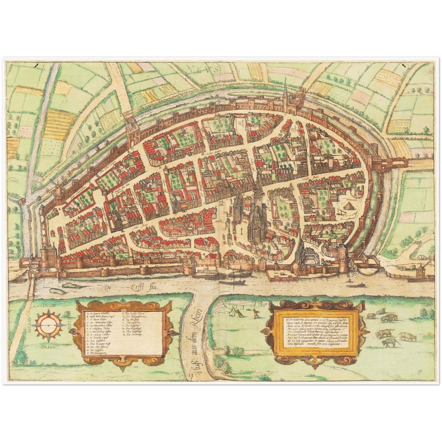 Historischer Stadtplan Neuss um 1592