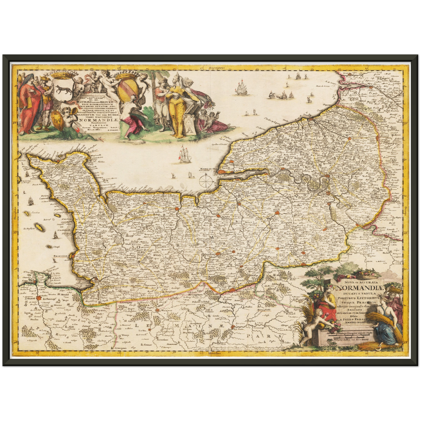 Historische Landkarte Normandie um 1698