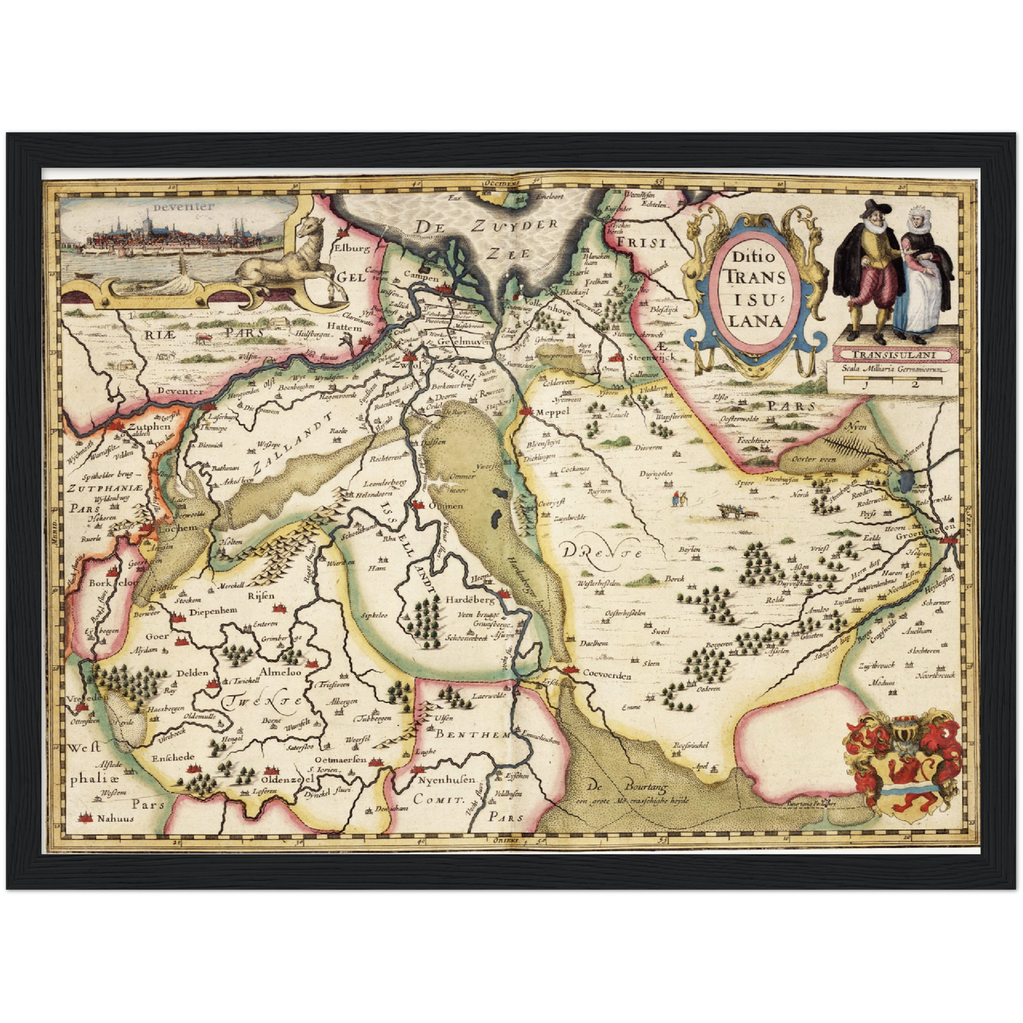 Historische Landkarte Provinz Overijssel um 1617