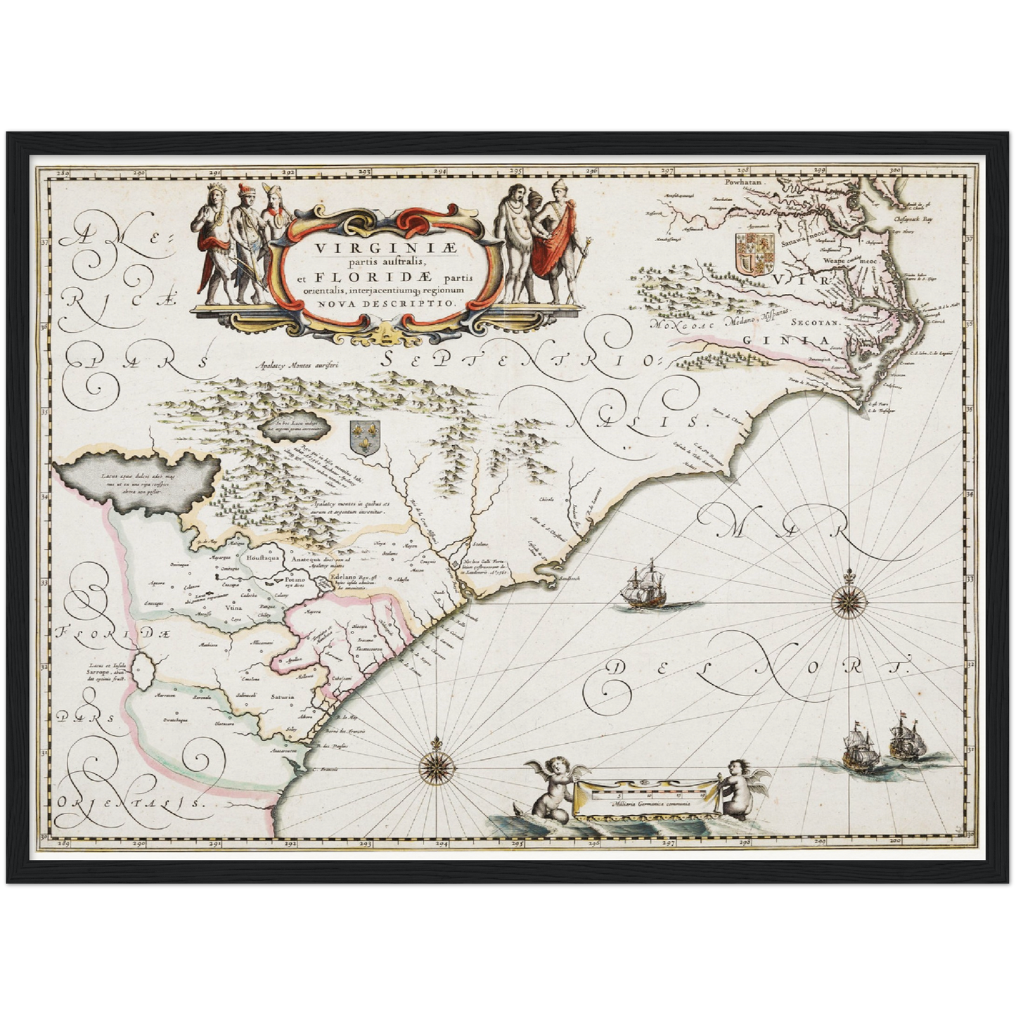 Historische Landkarte Kolonie Virginia um 1670