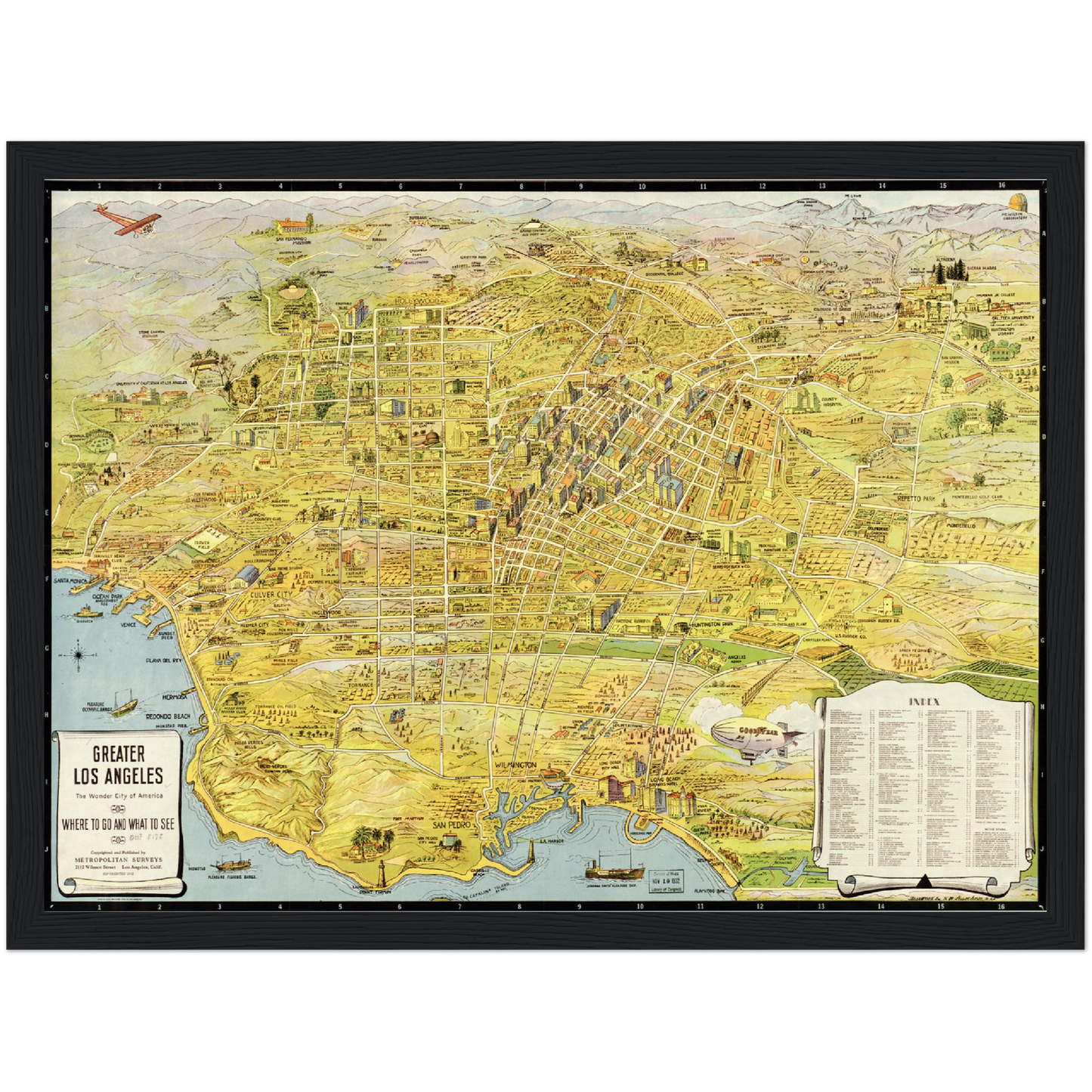 Historische Stadtansicht Greater Los Angeles um 1932