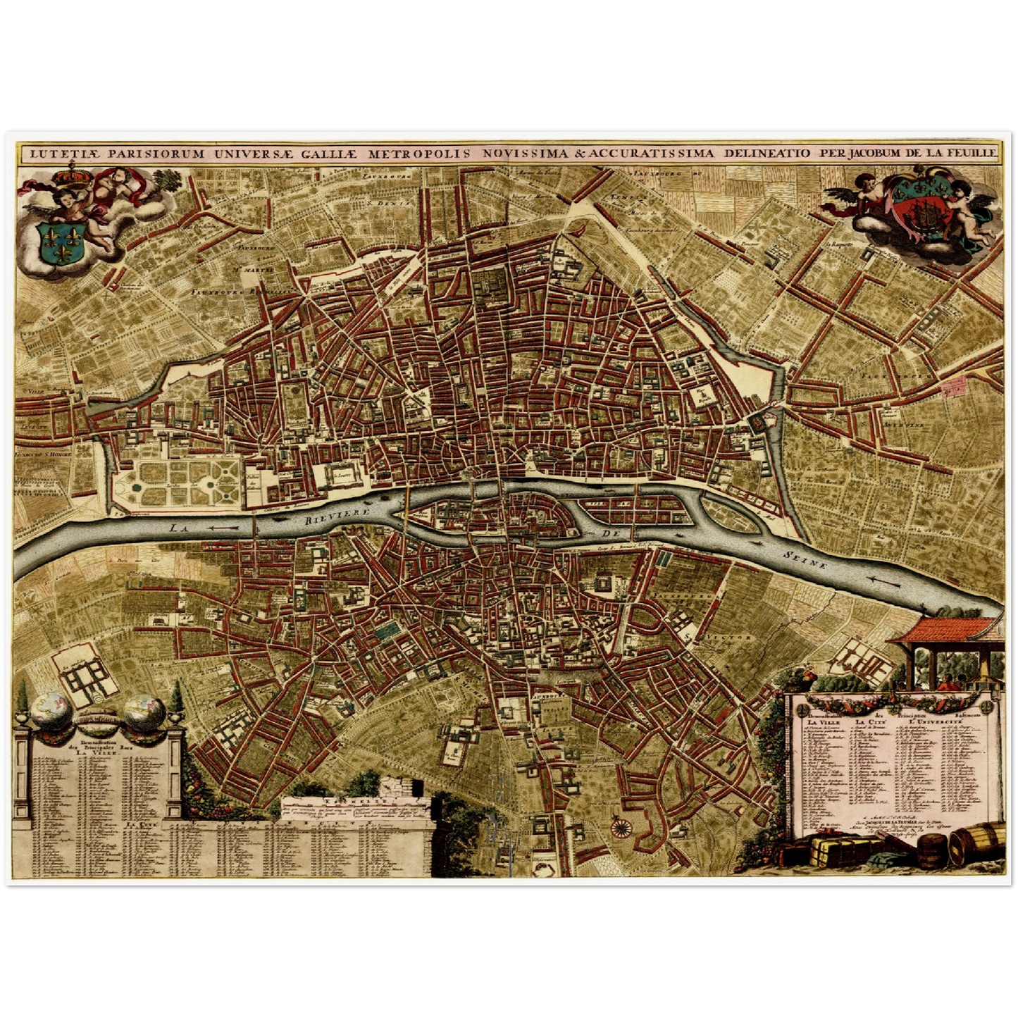 Historischer Stadtplan Paris um 1700