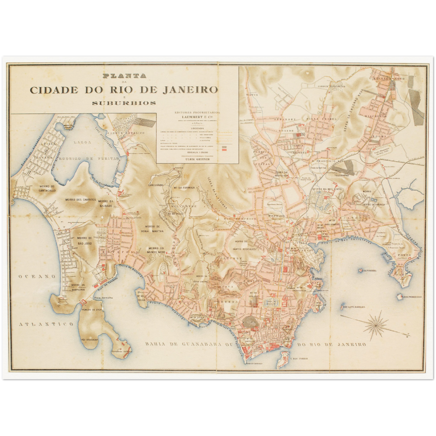 Historischer Stadtplan Rio De Janero um 1890