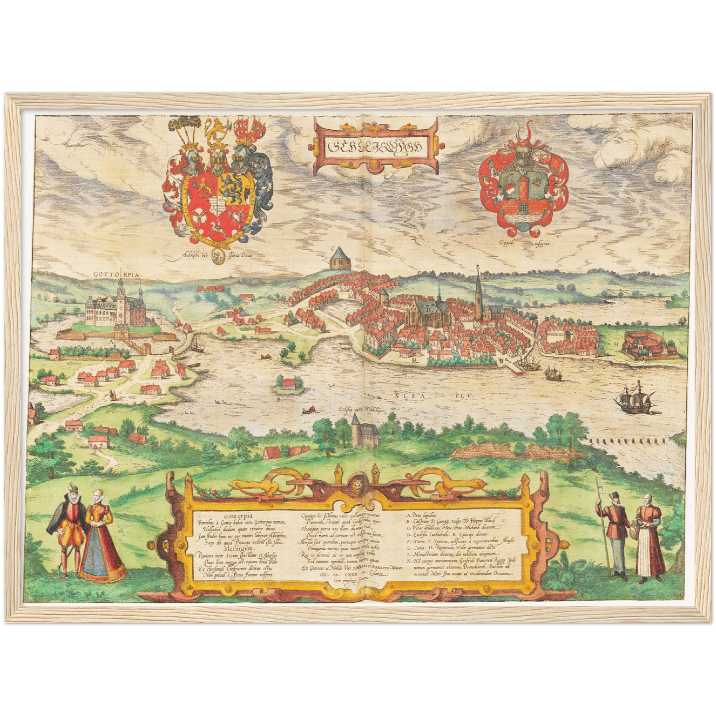 Historische Stadtansicht Schleswig um 1592