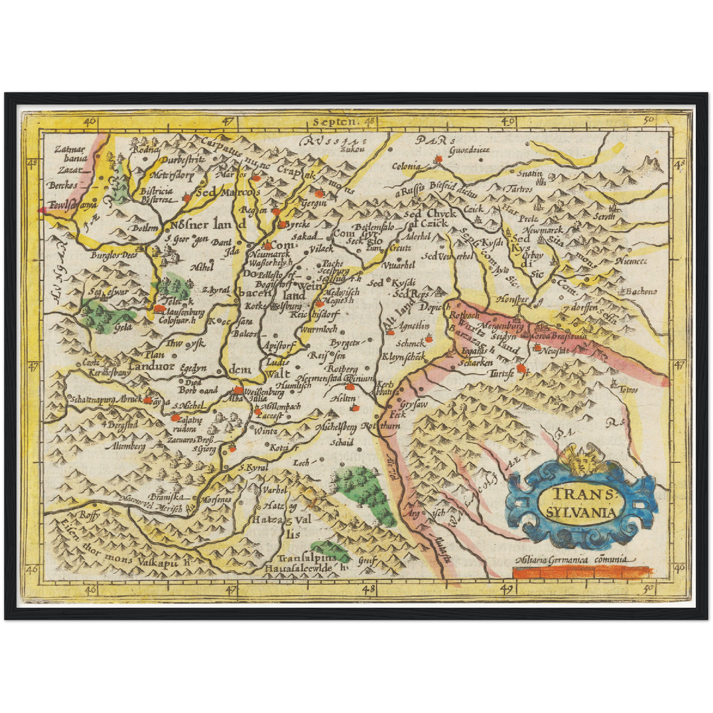 Historische Landkarte Transilvanien um 1609