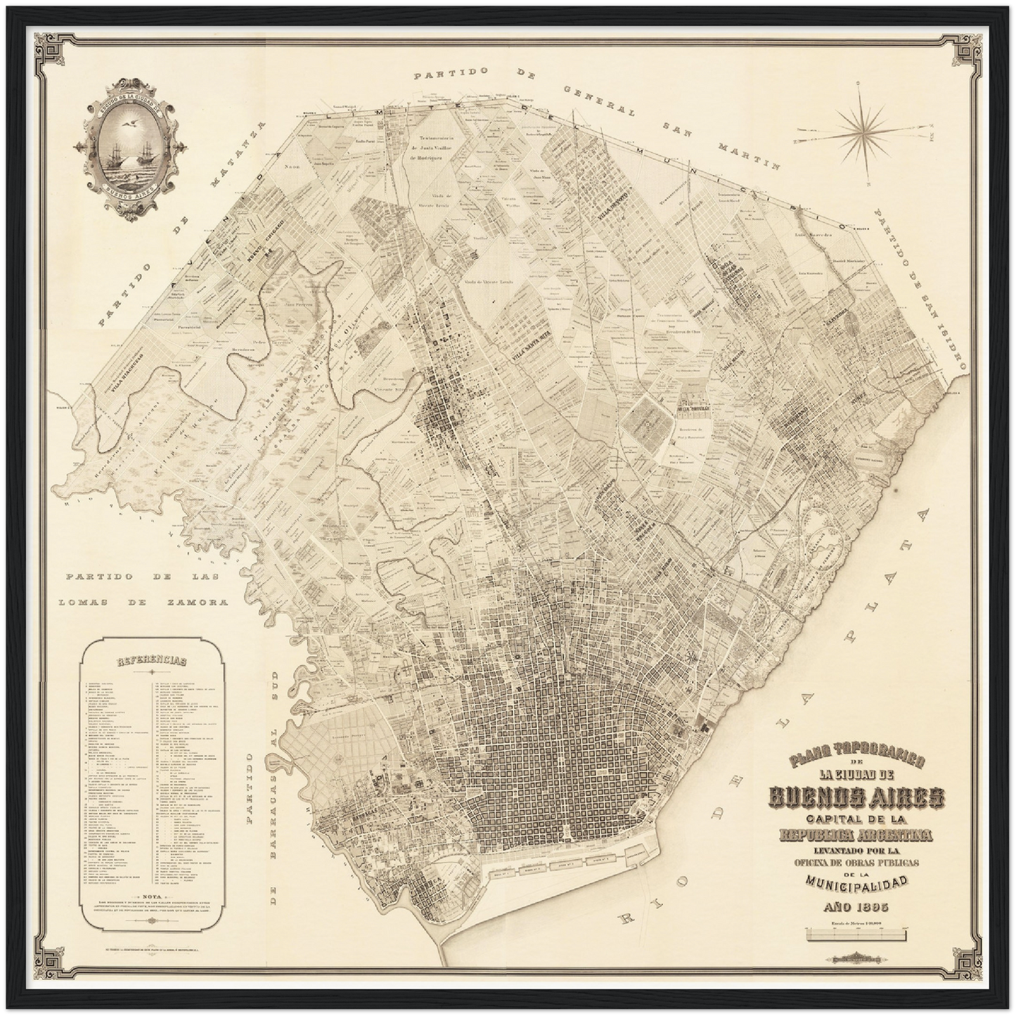 Historischer Stadtplan Buenos Aires um 1895