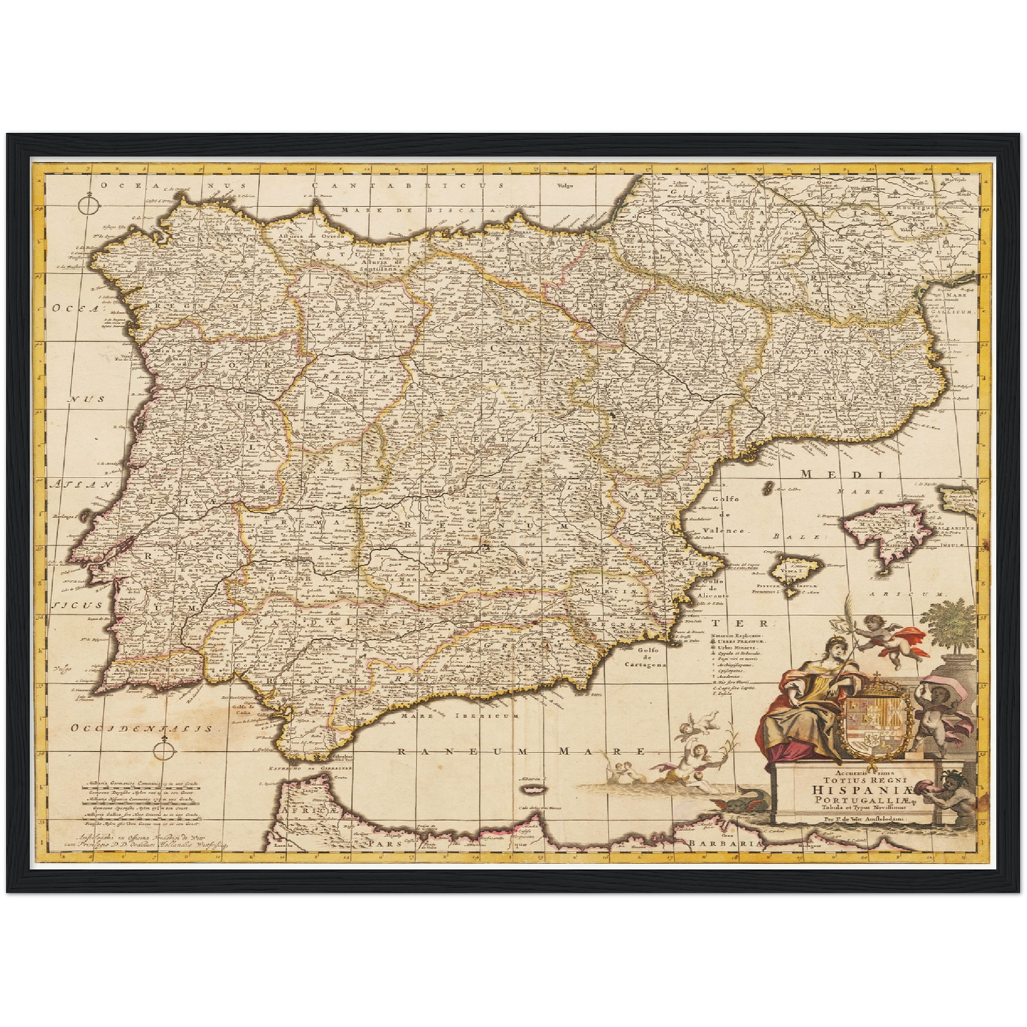 Historische Landkarte Spanien um 1698