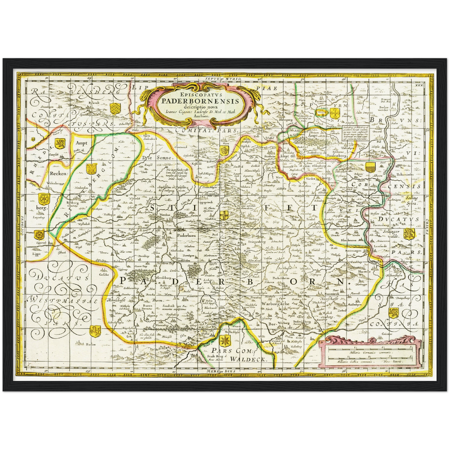 Historische Landkarte Paderborn um 1700